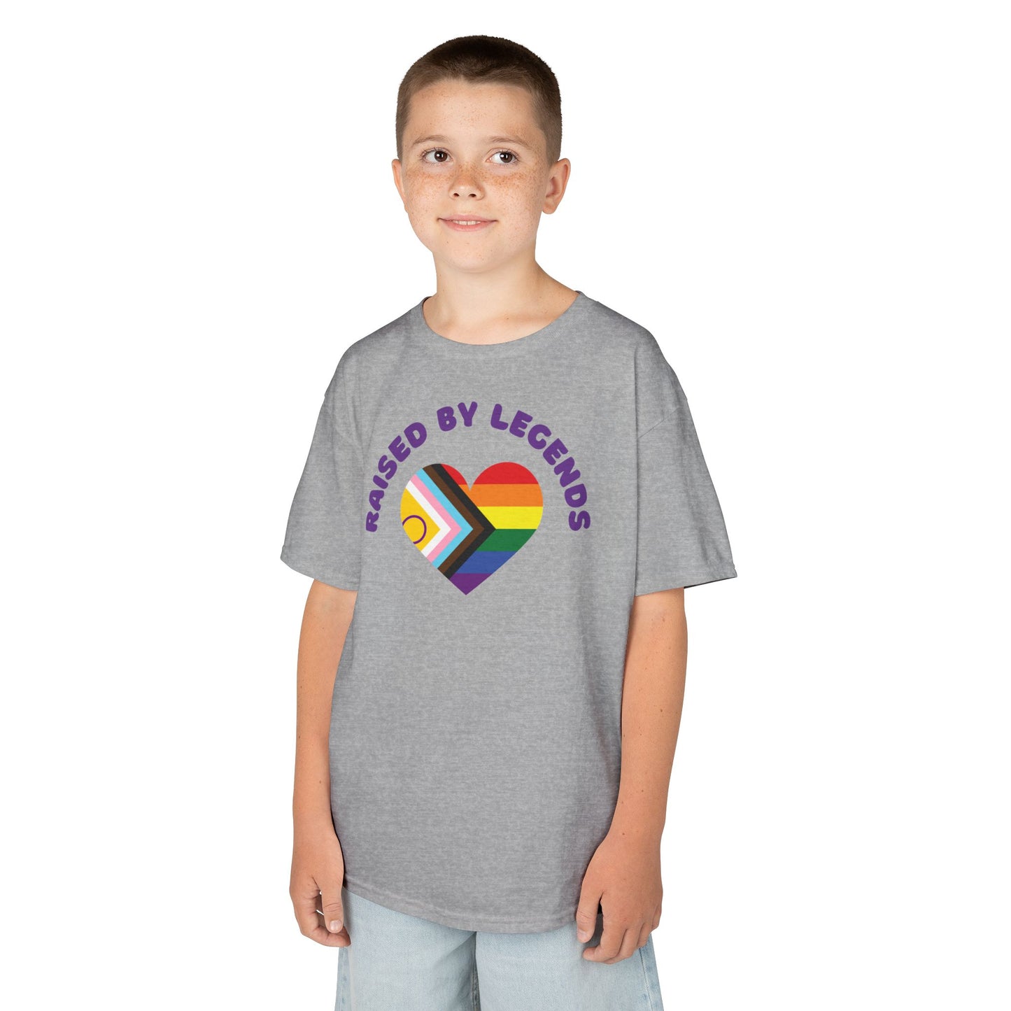 Rainbow Heart Raised By Legends Kids Tee - LGBTQ+ Pride, Family Pride, Rainbow Families Australia T-Shirt for Kids