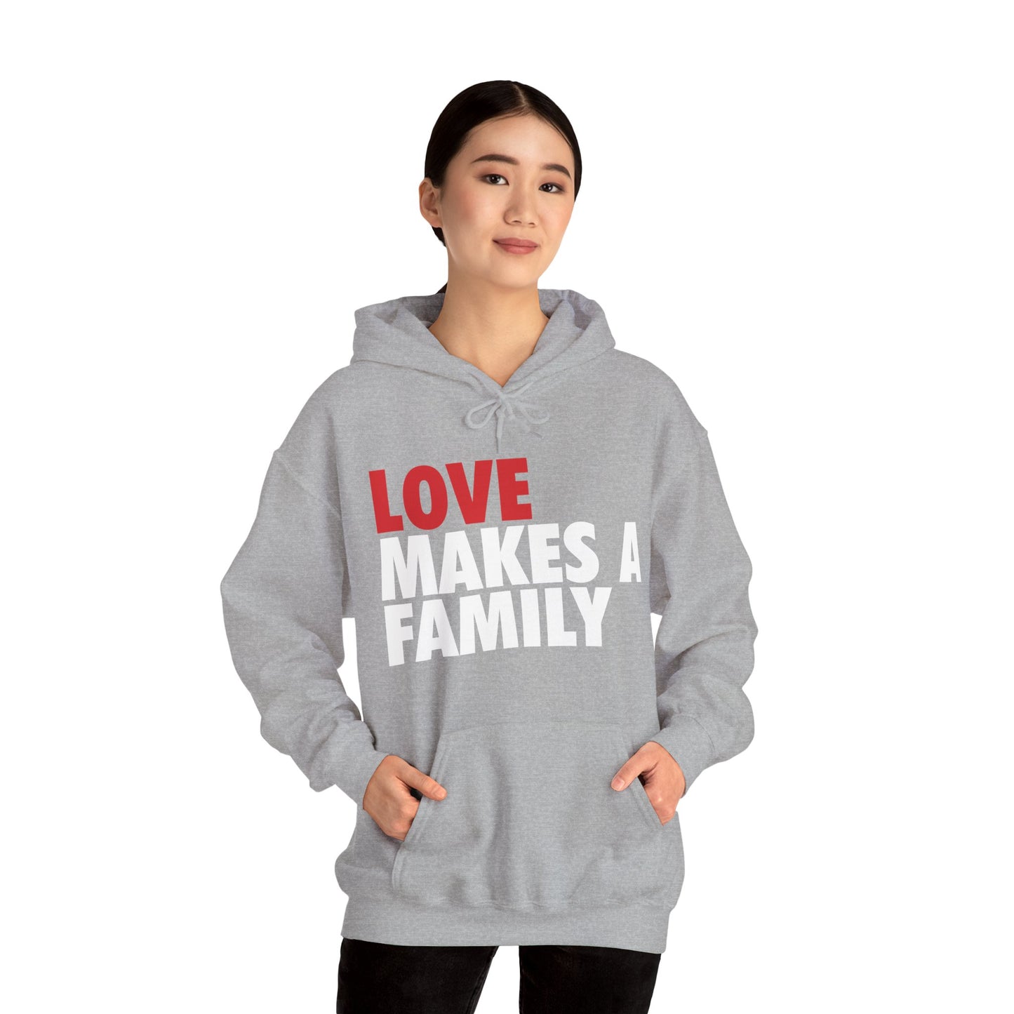 Love Makes a Family Hoodie, Cozy Sweatshirt for Families, Unisex Gift for Parents, Warm Apparel for Celebrations, Family Reunion Outfit