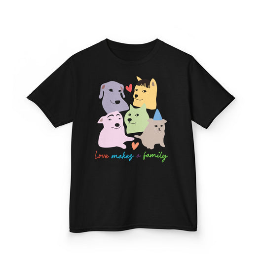 Kids Love Makes A Family T-Shirt, Dog Family Pride Tee - Cute Dog Lovers Gift, Rainbow Families Australia Tee