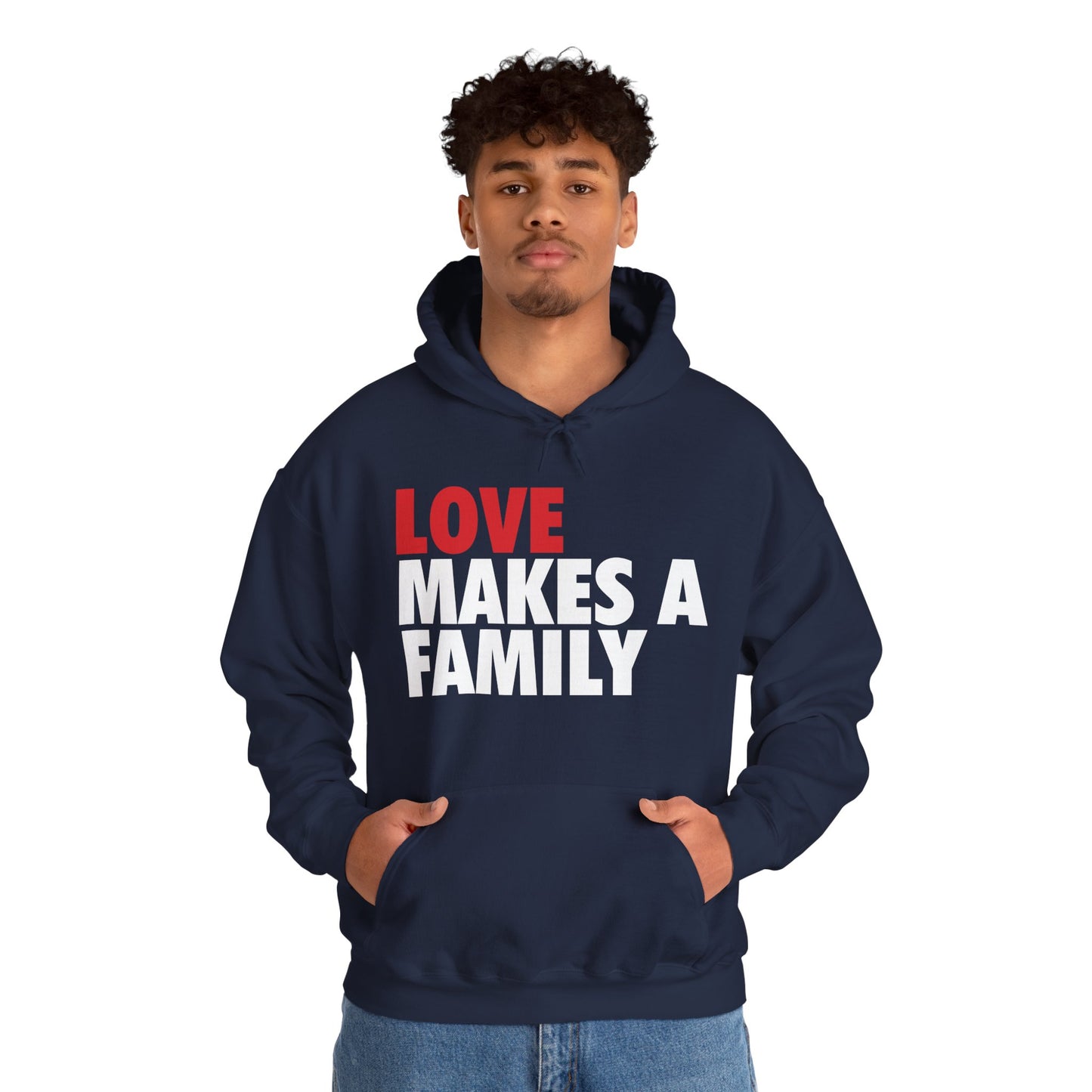 Love Makes a Family Hoodie, Cozy Sweatshirt for Families, Unisex Gift for Parents, Warm Apparel for Celebrations, Family Reunion Outfit