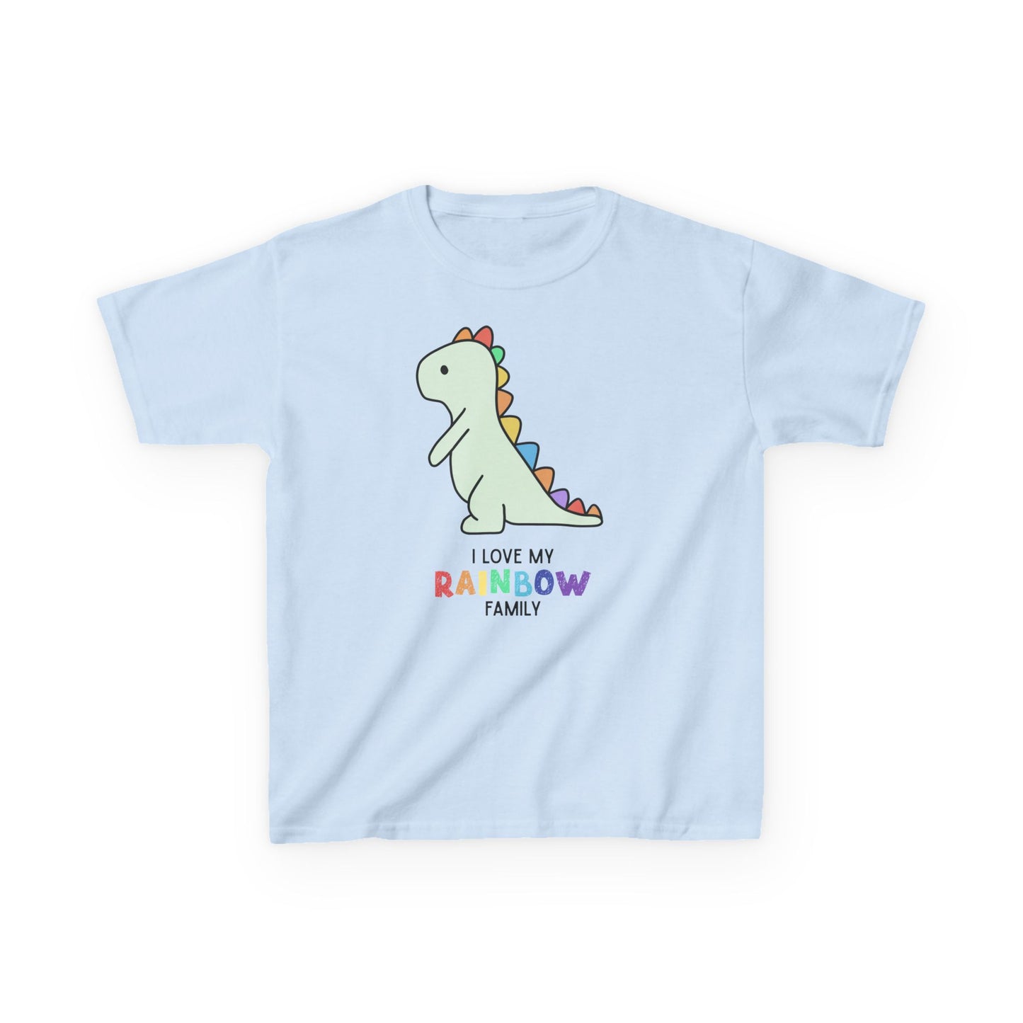 Kids Dinosaur Rainbow Family Tee, Cute Kids T-Shirt, Rainbow Families Children Tee, LGBTQ Family Gift, Rainbow Family Apparel, Unisex kids rainbow family Tee