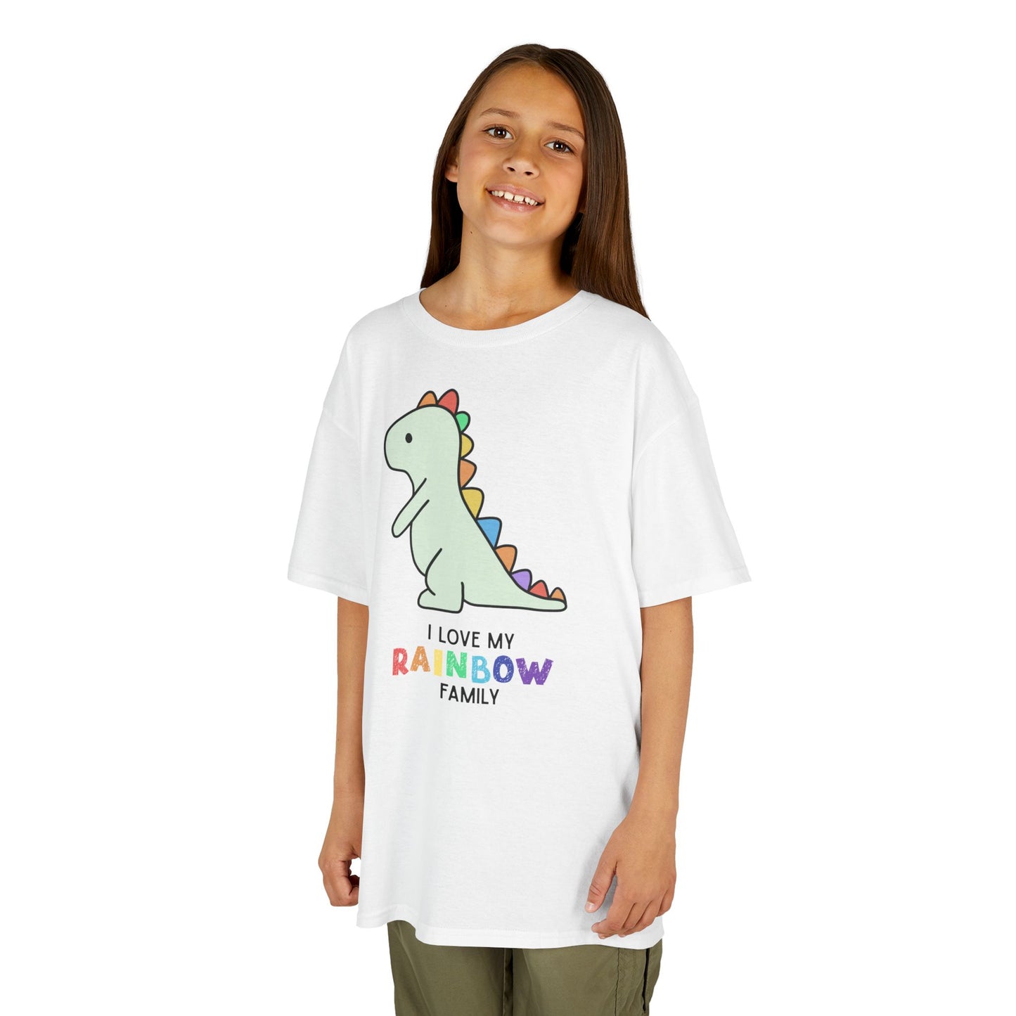 Kids Dinosaur Rainbow Family Tee, Cute Kids T-Shirt, Rainbow Families Children Tee, LGBTQ Family Gift, Rainbow Family Apparel, Unisex kids rainbow family Tee