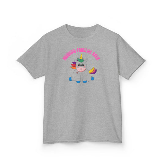 Rainbow Families Rock Unicorn Kids Tee, Cute Pride Kid's Shirt, LGBTQ+ shirt Gift, Family Pride Apparel, Rainbow Families Tees for Kids, Rainbow Family Shirt