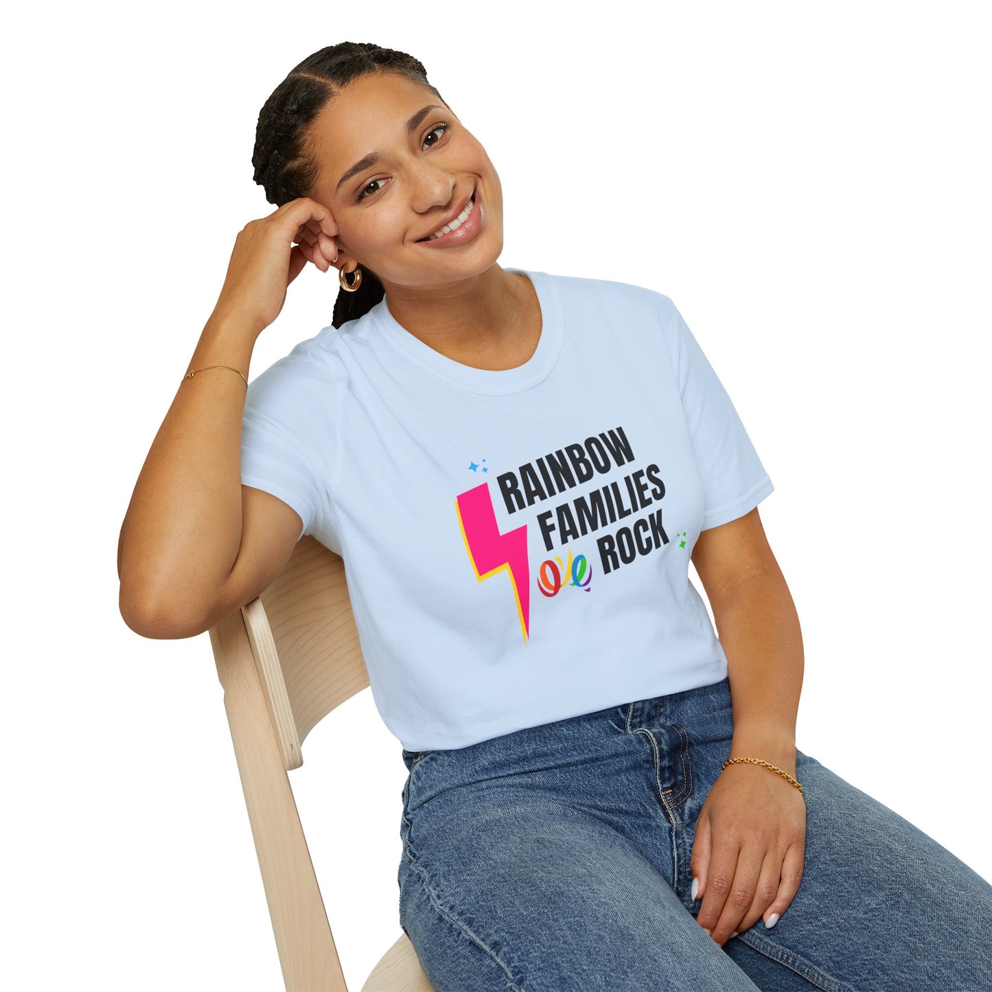 Rainbow Families Rock T-Shirt | Unisex Softstyle Pride Tee | LGBTQ+ Pride Shirt | Family Love Apparel | Inclusive Gift for Celebrations, Rainbow Families Australia