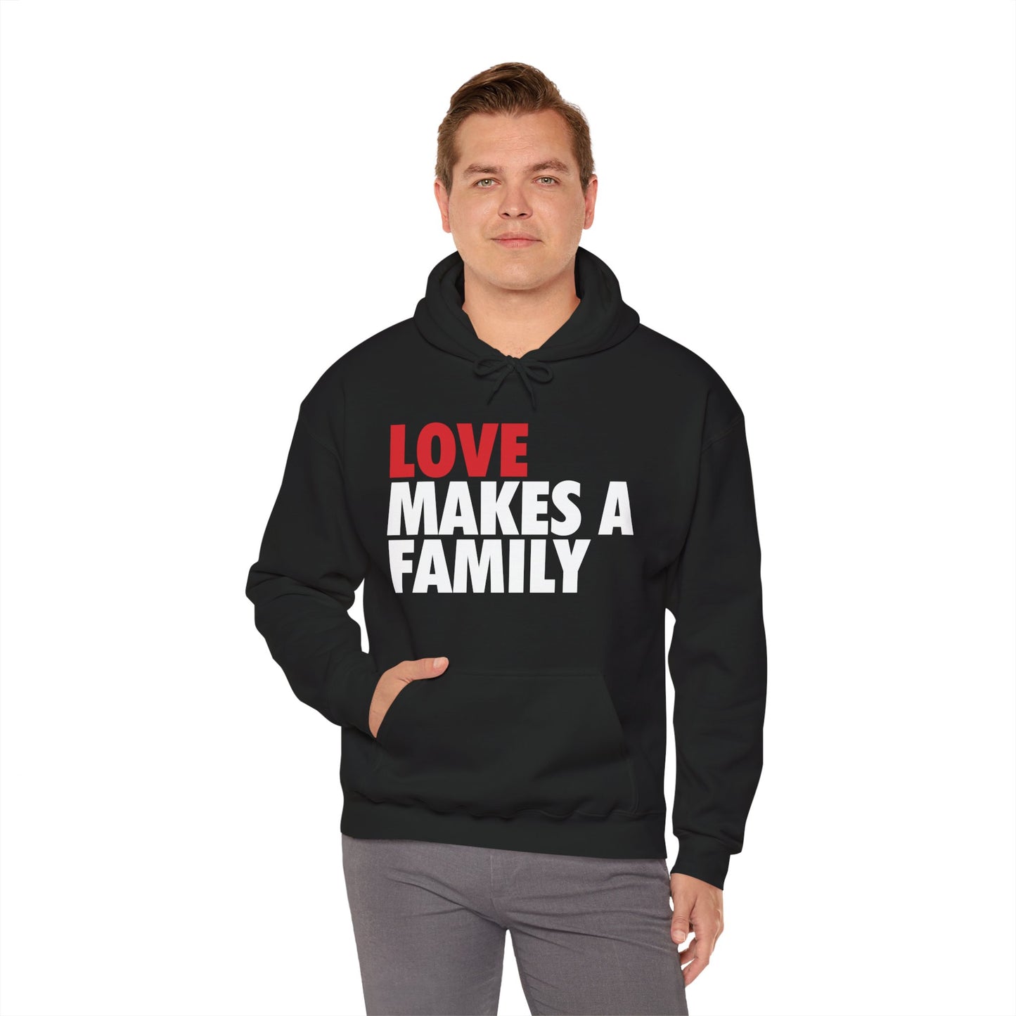 Love Makes a Family Hoodie, Cozy Sweatshirt for Families, Unisex Gift for Parents, Warm Apparel for Celebrations, Family Reunion Outfit