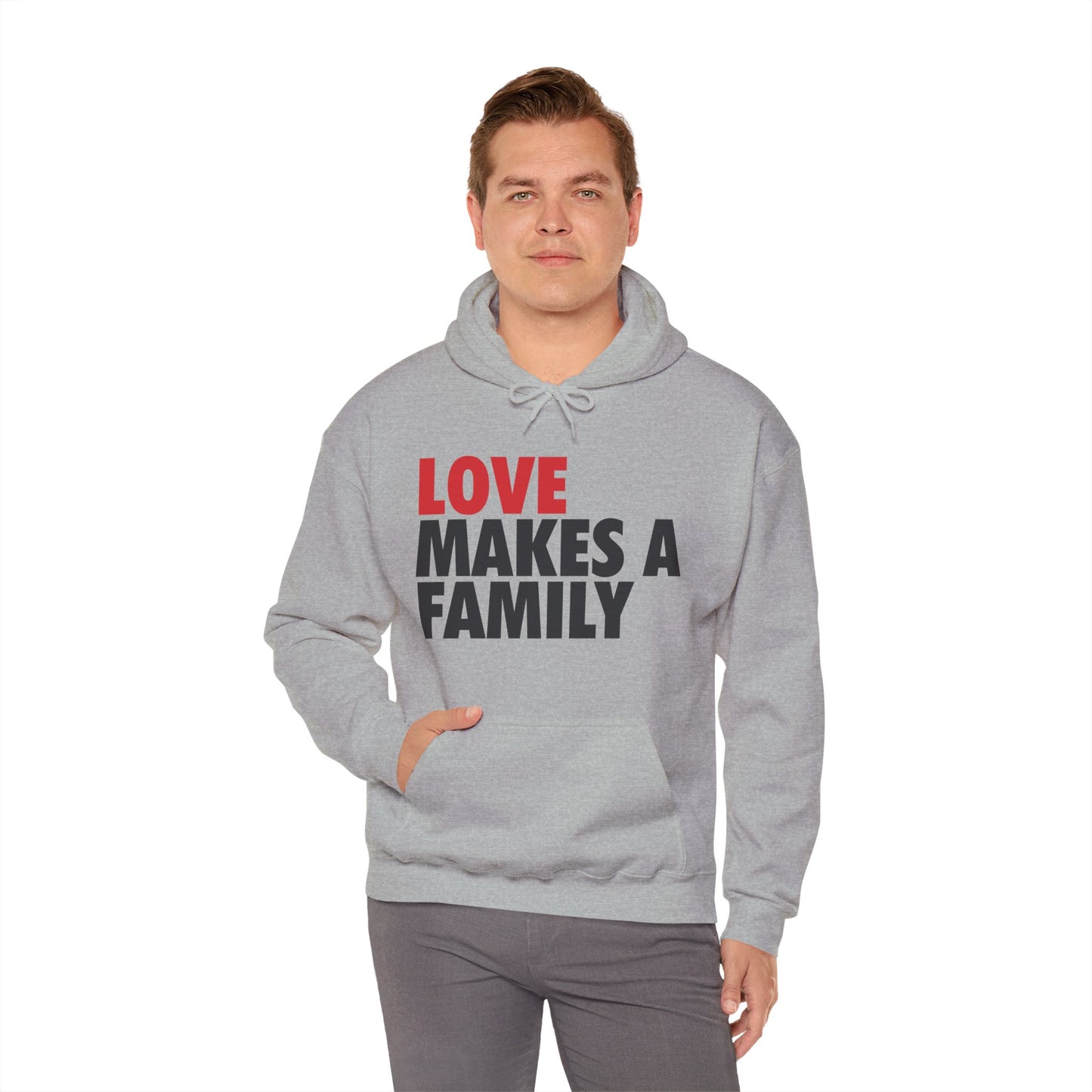 Love Makes a Family Hoodie Adult Unisex, Rainbow Families Hoodie, Unisex Rainbow Family Merch, LGBTQ+ Pride Apparel, Rainbow Families Australia hoodie, red and black logo