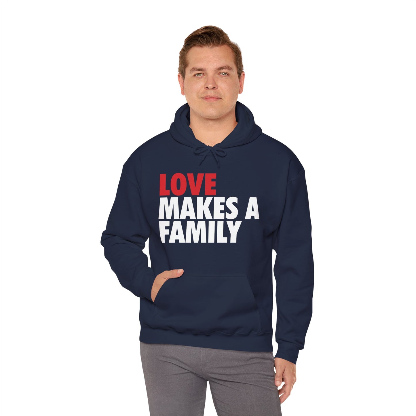 Love Makes a Family Hoodie, Cozy Sweatshirt for Families, Unisex Gift for Parents, Warm Apparel for Celebrations, Family Reunion Outfit