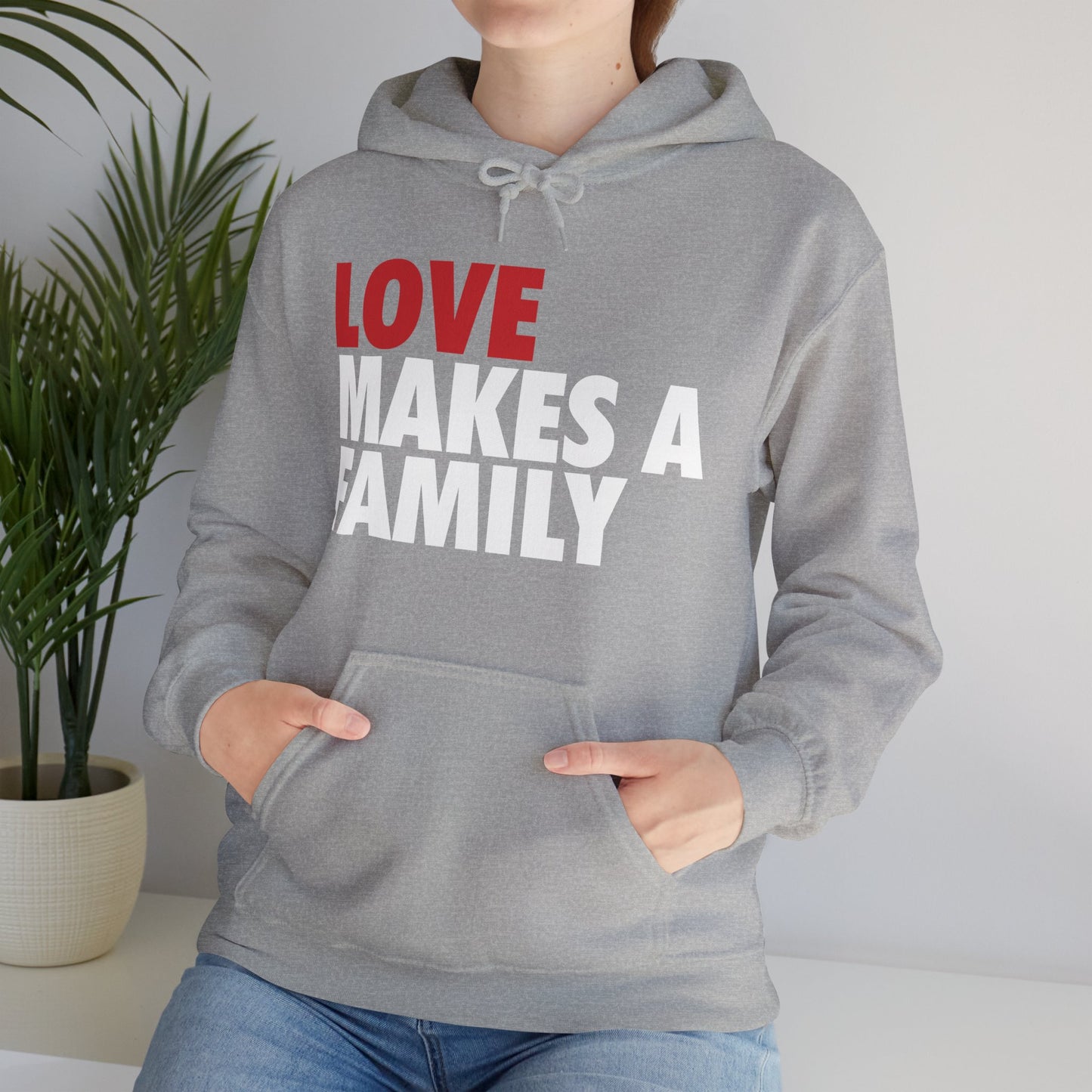 Love Makes a Family Hoodie, Cozy Sweatshirt for Families, Unisex Gift for Parents, Warm Apparel for Celebrations, Family Reunion Outfit