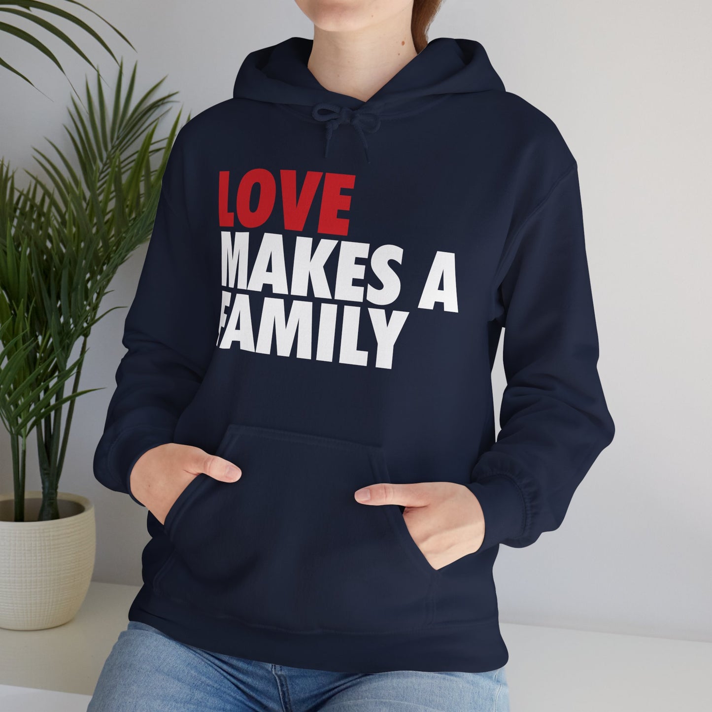 Love Makes a Family Hoodie, Cozy Sweatshirt for Families, Unisex Gift for Parents, Warm Apparel for Celebrations, Family Reunion Outfit