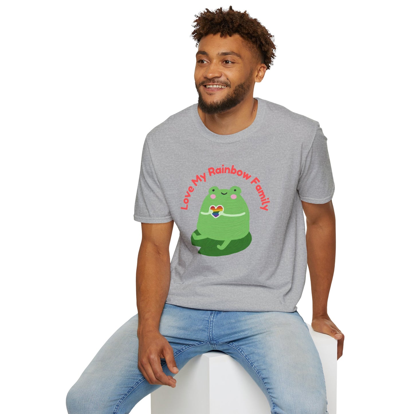 Cute Rainbow Family Frog T-Shirt, Unisex Pride Tee, LGBTQ+ Pride Shirt, Family Love Gift, Fun Casual Wear Pride T-Shirt, Rainbow Families Australia Tee, Queer Apparel