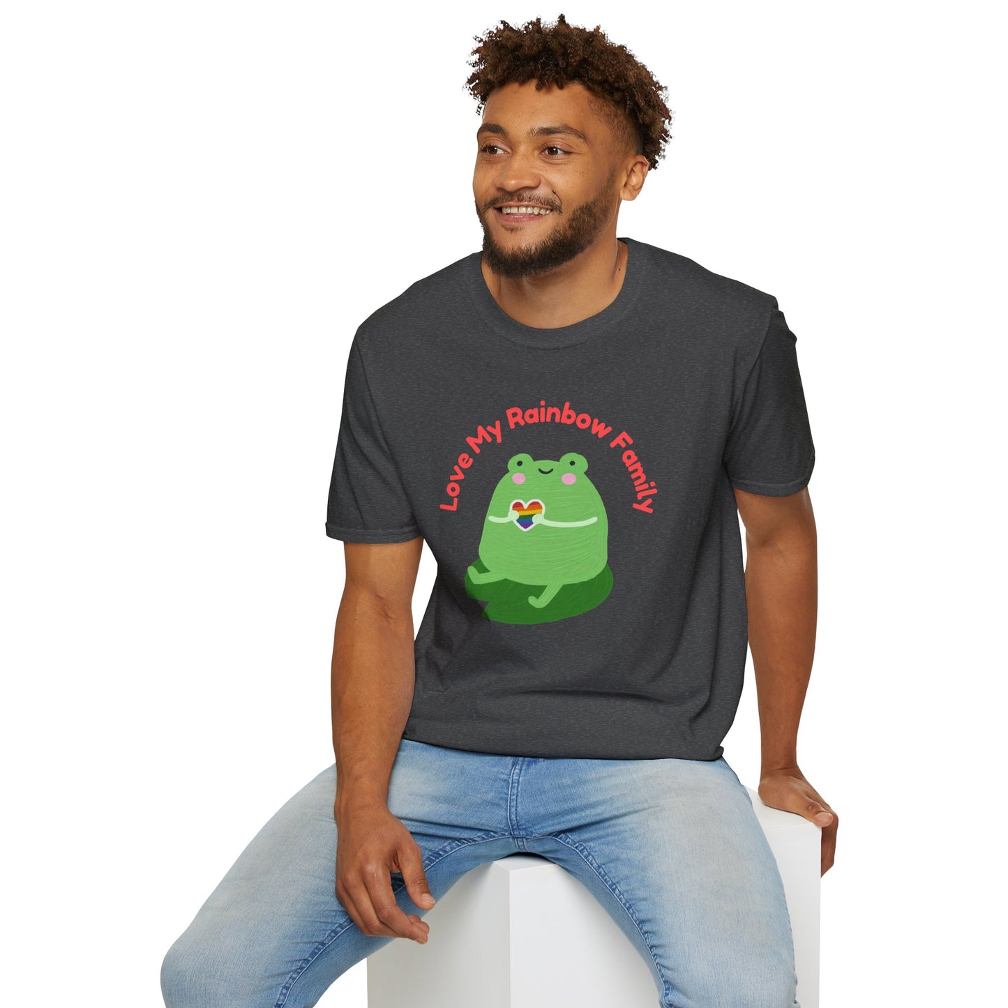 Cute Rainbow Family Frog T-Shirt, Unisex Pride Tee, LGBTQ+ Pride Shirt, Family Love Gift, Fun Casual Wear Pride T-Shirt, Rainbow Families Australia Tee, Queer Apparel
