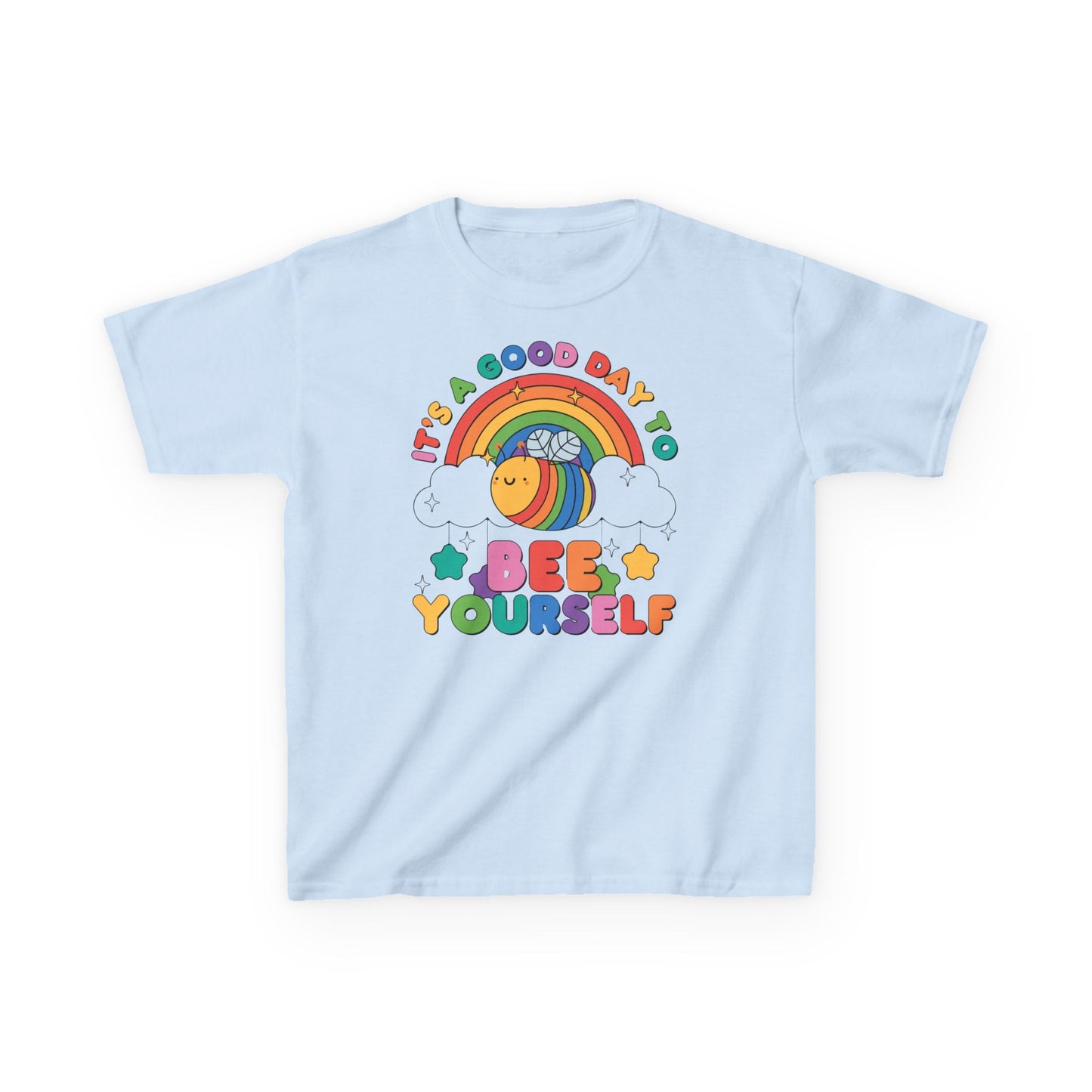 Kids Rainbow Tee, Bee Yourself Tee, Affirnming T-shirt, Be Yourself, Colourful Bee Tee, T-Shirt for Kids, Unisex Gift for Kids Tee, Rainbow Families Australia