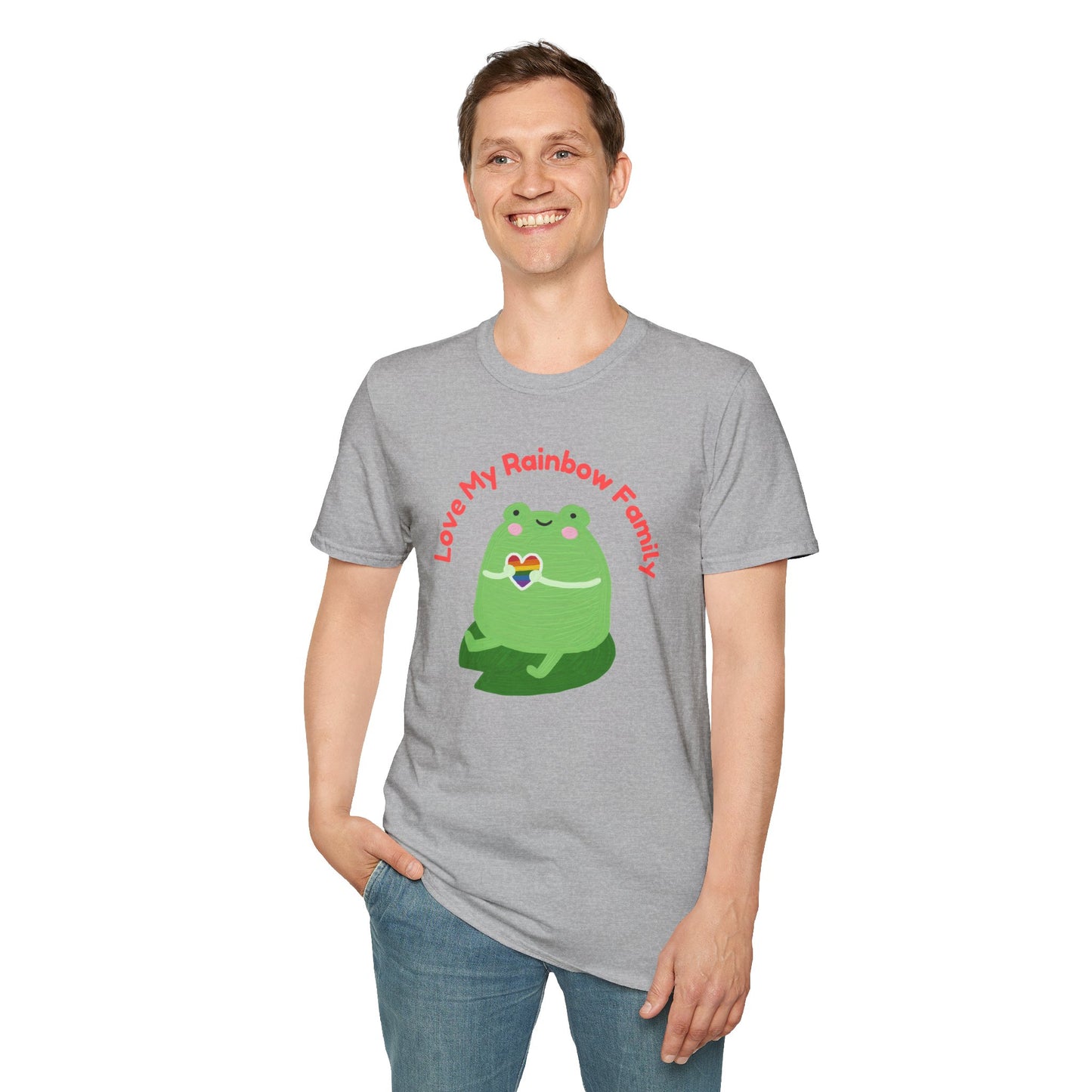 Cute Rainbow Family Frog T-Shirt, Unisex Pride Tee, LGBTQ+ Pride Shirt, Family Love Gift, Fun Casual Wear Pride T-Shirt, Rainbow Families Australia Tee, Queer Apparel