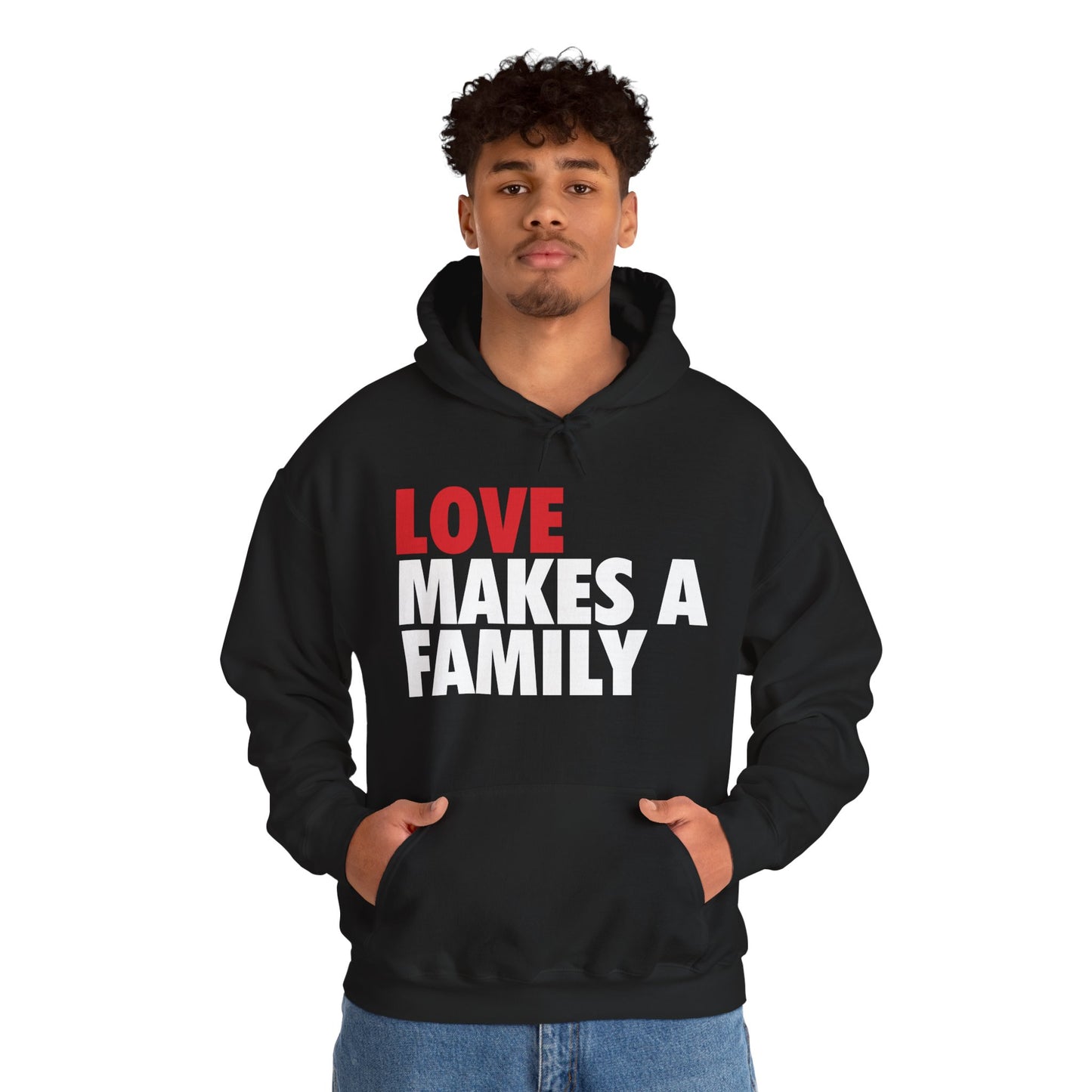 Love Makes a Family Hoodie, Cozy Sweatshirt for Families, Unisex Gift for Parents, Warm Apparel for Celebrations, Family Reunion Outfit