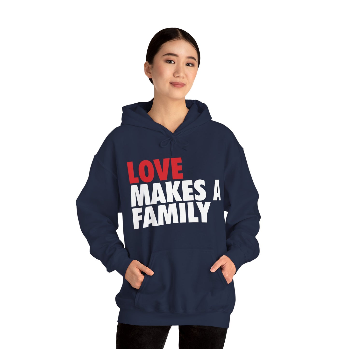 Love Makes a Family Hoodie, Cozy Sweatshirt for Families, Unisex Gift for Parents, Warm Apparel for Celebrations, Family Reunion Outfit