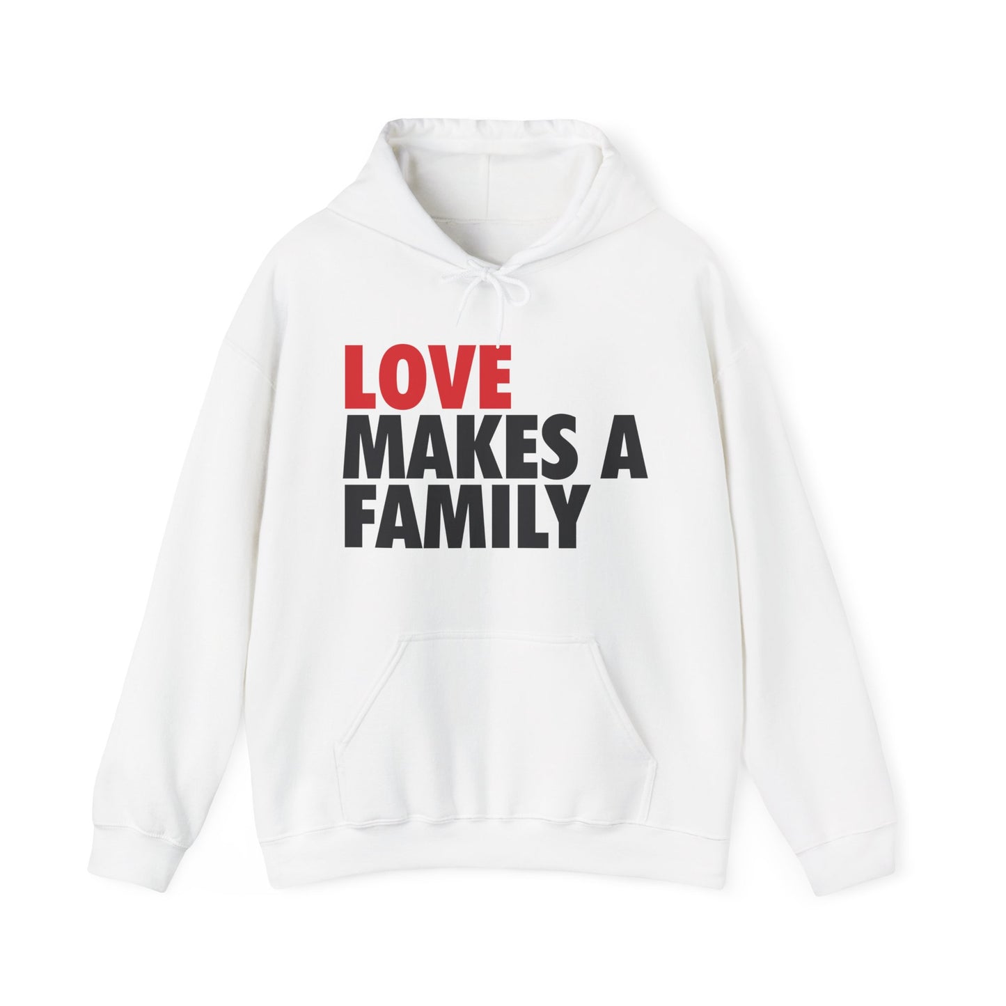Love Makes a Family Hoodie Adult Unisex, Rainbow Families Hoodie, Unisex Rainbow Family Merch, LGBTQ+ Pride Apparel, Rainbow Families Australia hoodie, red and black logo
