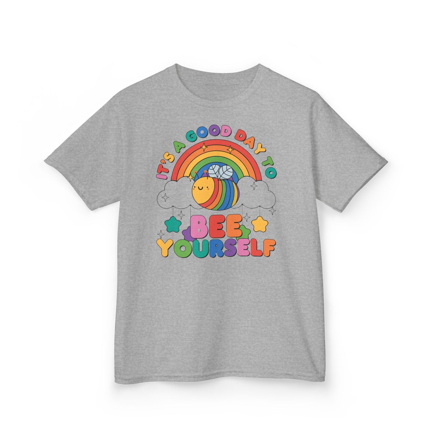 Kids Rainbow Tee, Bee Yourself Tee, Affirnming T-shirt, Be Yourself, Colourful Bee Tee, T-Shirt for Kids, Unisex Gift for Kids Tee, Rainbow Families Australia