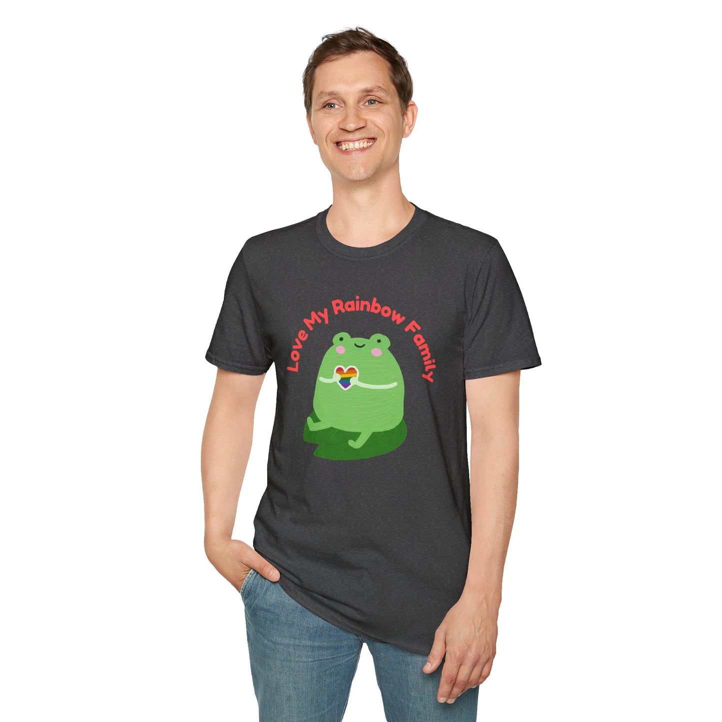 Cute Rainbow Family Frog T-Shirt, Unisex Pride Tee, LGBTQ+ Pride Shirt, Family Love Gift, Fun Casual Wear Pride T-Shirt, Rainbow Families Australia Tee, Queer Apparel