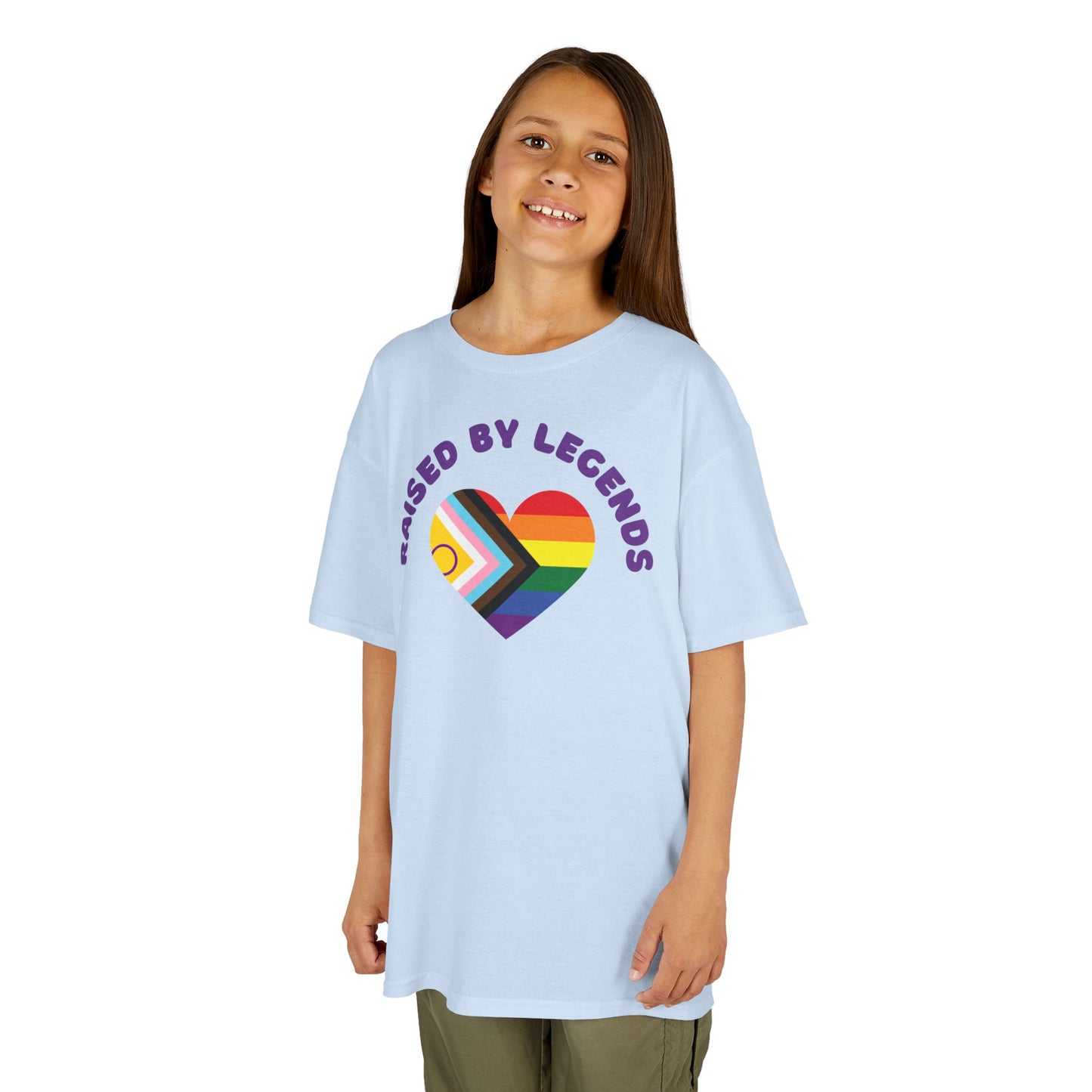 Rainbow Heart Raised By Legends Kids Tee - LGBTQ+ Pride, Family Pride, Rainbow Families Australia T-Shirt for Kids