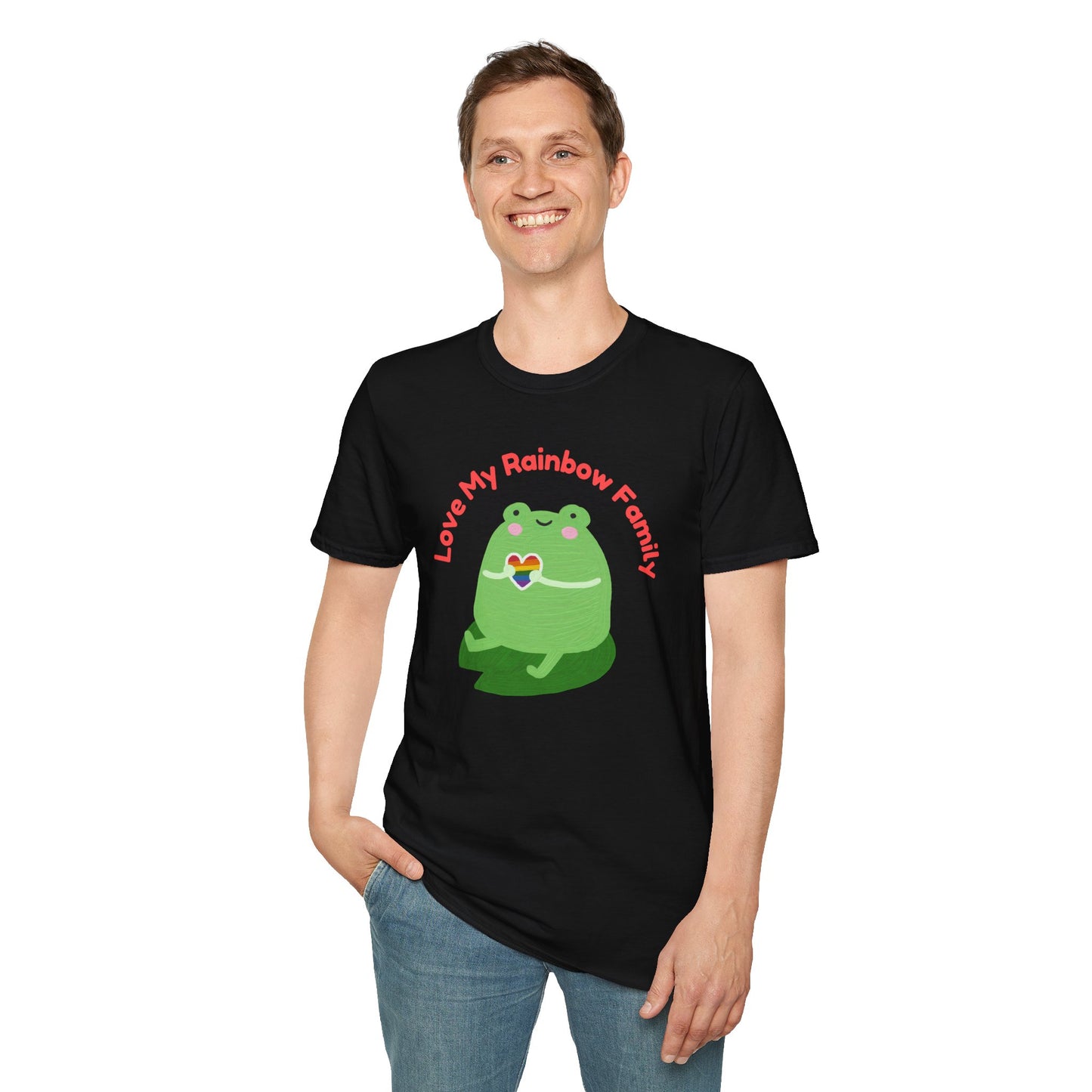 Cute Rainbow Family Frog T-Shirt, Unisex Pride Tee, LGBTQ+ Pride Shirt, Family Love Gift, Fun Casual Wear Pride T-Shirt, Rainbow Families Australia Tee, Queer Apparel