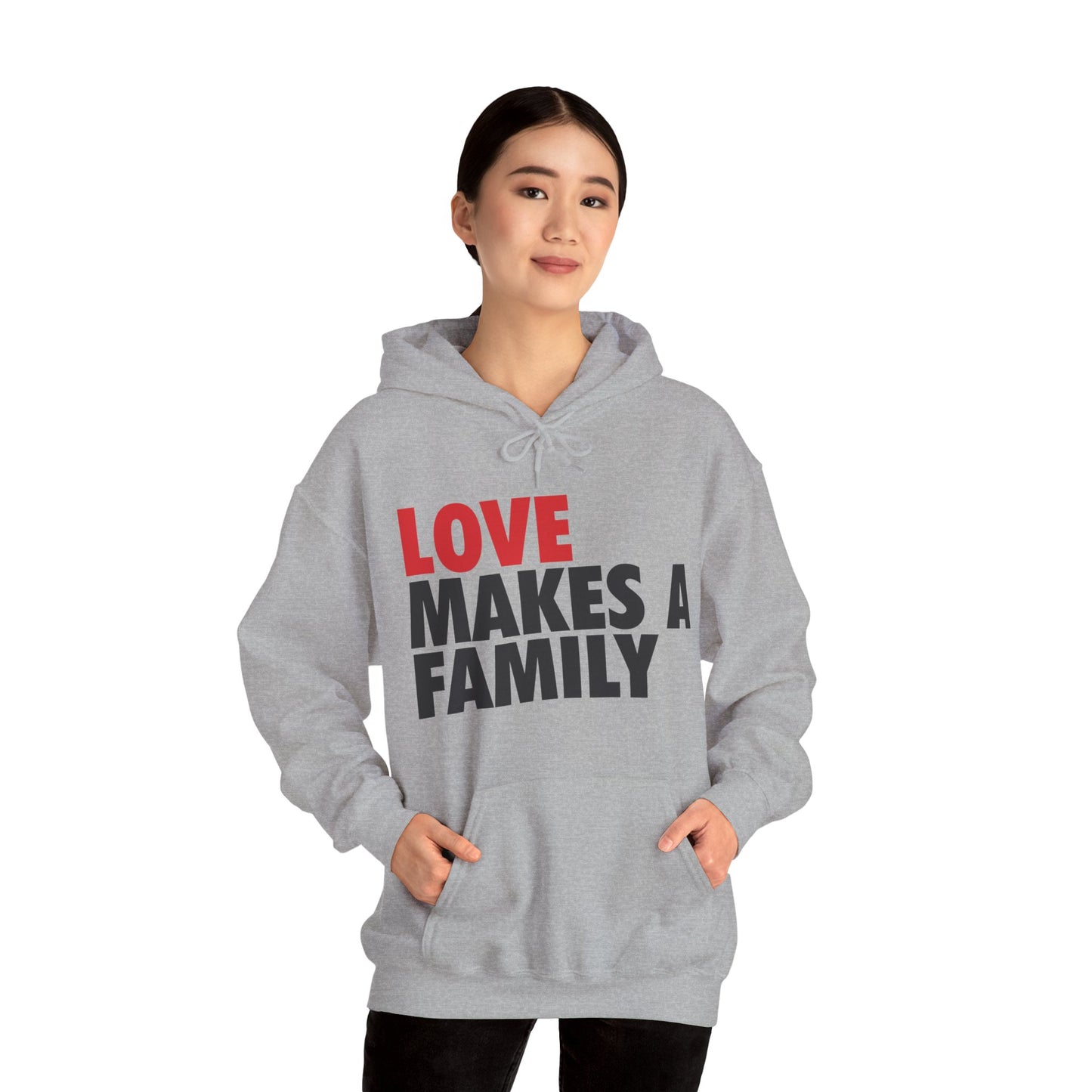 Love Makes a Family Hoodie Adult Unisex, Rainbow Families Hoodie, Unisex Rainbow Family Merch, LGBTQ+ Pride Apparel, Rainbow Families Australia hoodie, red and black logo