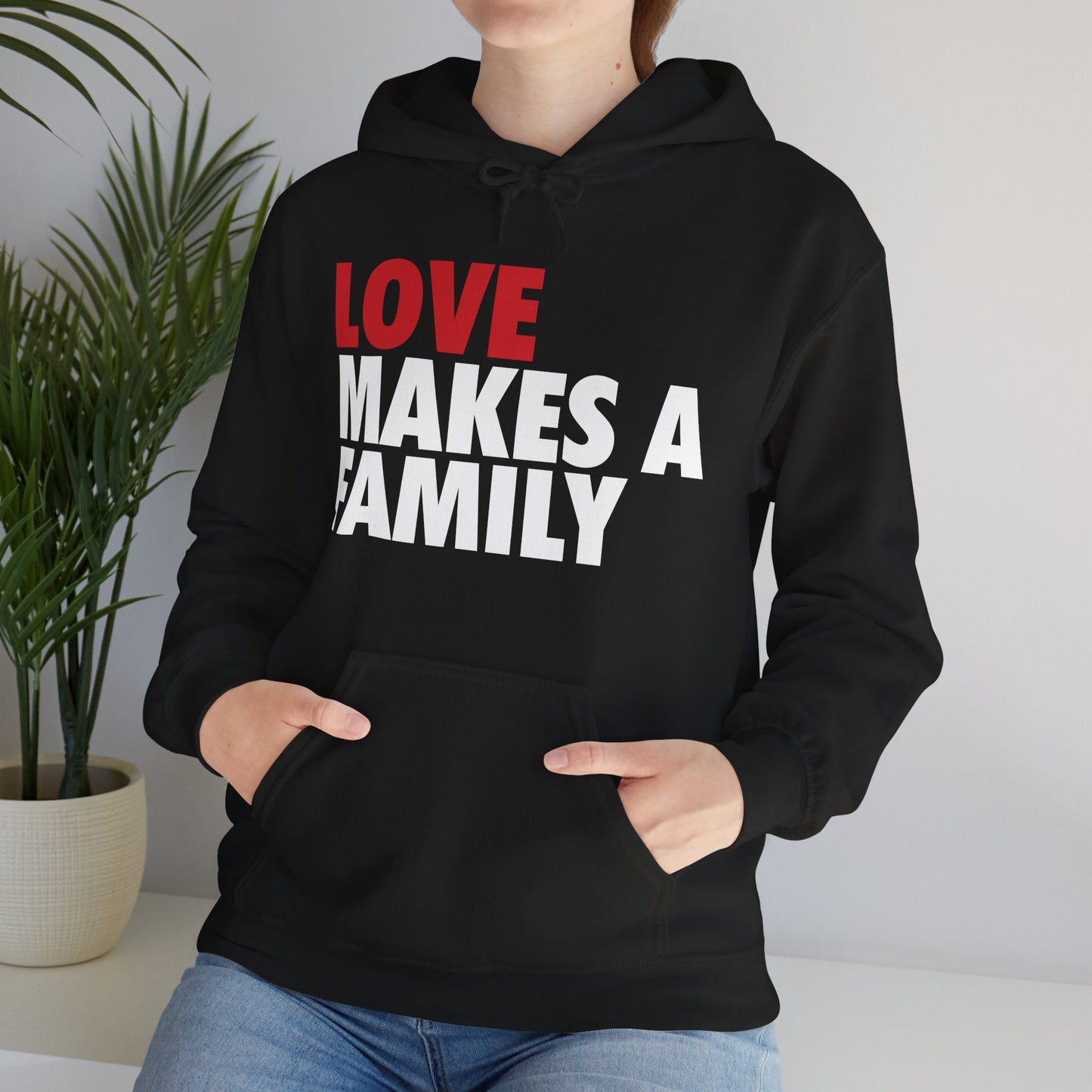 Love Makes a Family Hoodie, Cozy Sweatshirt for Families, Unisex Gift for Parents, Warm Apparel for Celebrations, Family Reunion Outfit