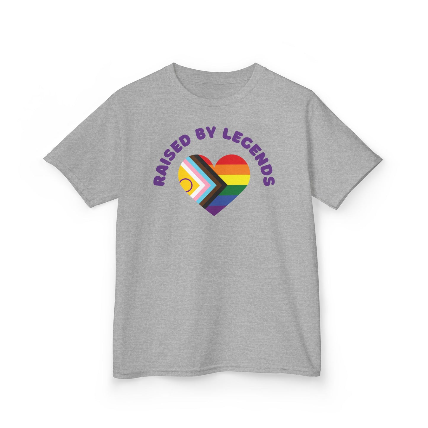 Rainbow Heart Raised By Legends Kids Tee - LGBTQ+ Pride, Family Pride, Rainbow Families Australia T-Shirt for Kids