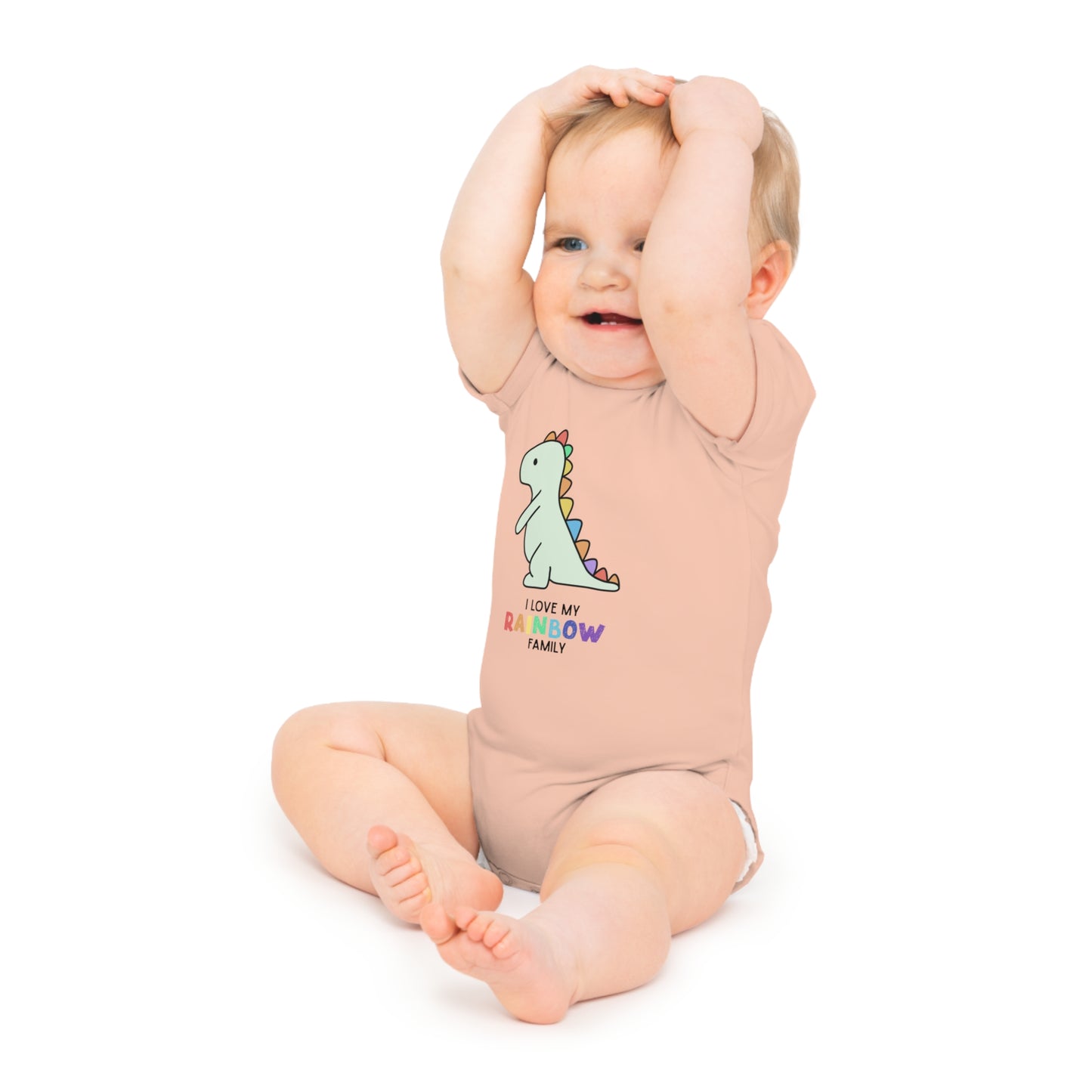 I Love My Rainbow Family Baby Bodysuit, Cute Onsie Baby Apparel, Dinosaur Onesie, Newborn Gift, Rainbow Baby Shower Present, Rainbow Families Onsie for Babies