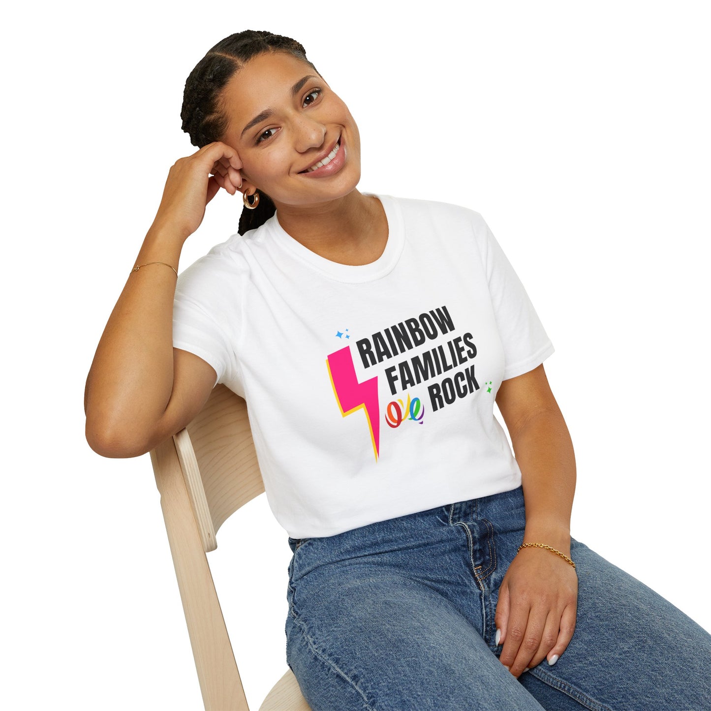 Rainbow Families Rock T-Shirt | Unisex Softstyle Pride Tee | LGBTQ+ Pride Shirt | Family Love Apparel | Inclusive Gift for Celebrations, Rainbow Families Australia