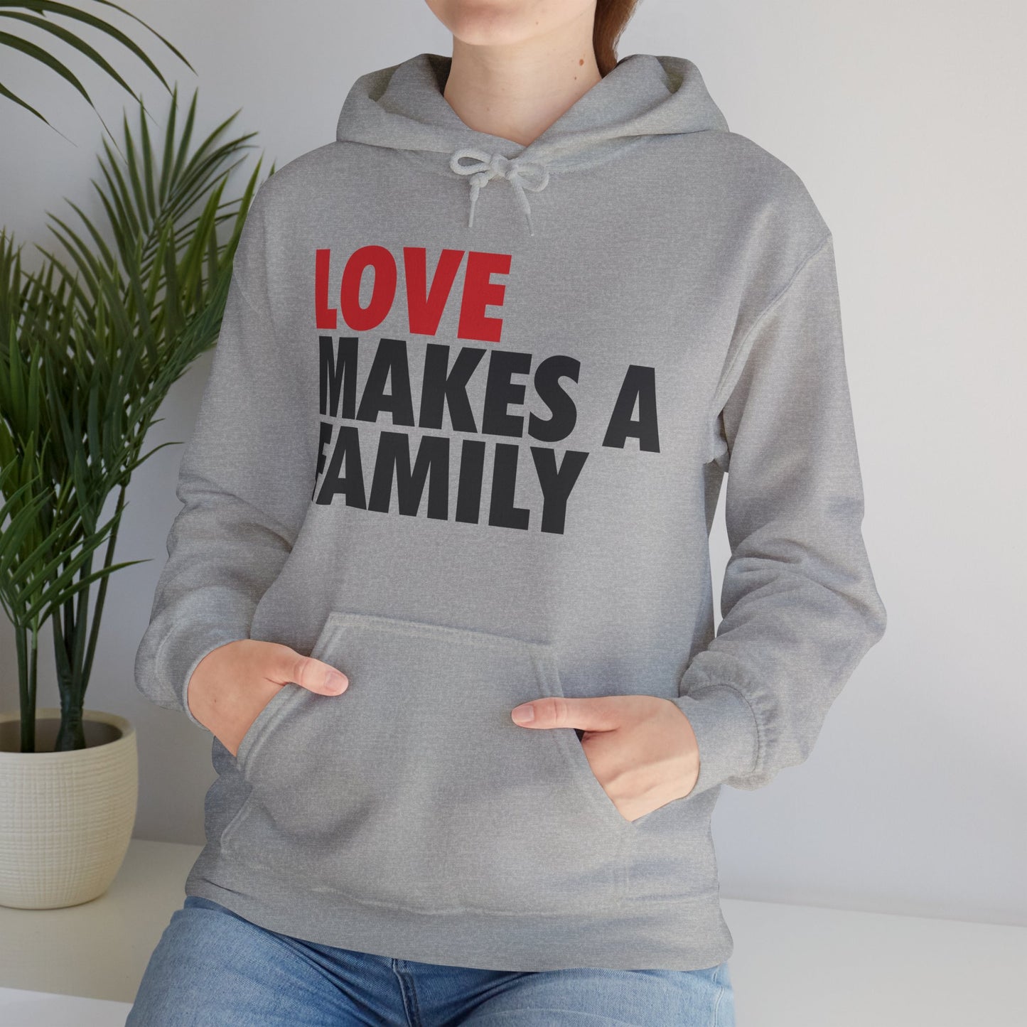 Love Makes a Family Hoodie Adult Unisex, Rainbow Families Hoodie, Unisex Rainbow Family Merch, LGBTQ+ Pride Apparel, Rainbow Families Australia hoodie, red and black logo