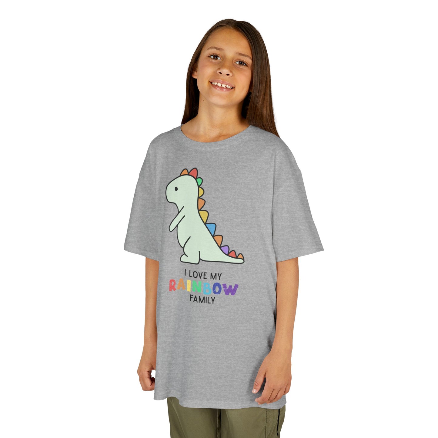 Kids Dinosaur Rainbow Family Tee, Cute Kids T-Shirt, Rainbow Families Children Tee, LGBTQ Family Gift, Rainbow Family Apparel, Unisex kids rainbow family Tee