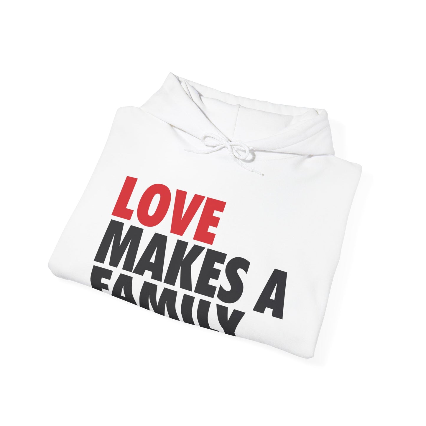 Love Makes a Family Hoodie Adult Unisex, Rainbow Families Hoodie, Unisex Rainbow Family Merch, LGBTQ+ Pride Apparel, Rainbow Families Australia hoodie, red and black logo