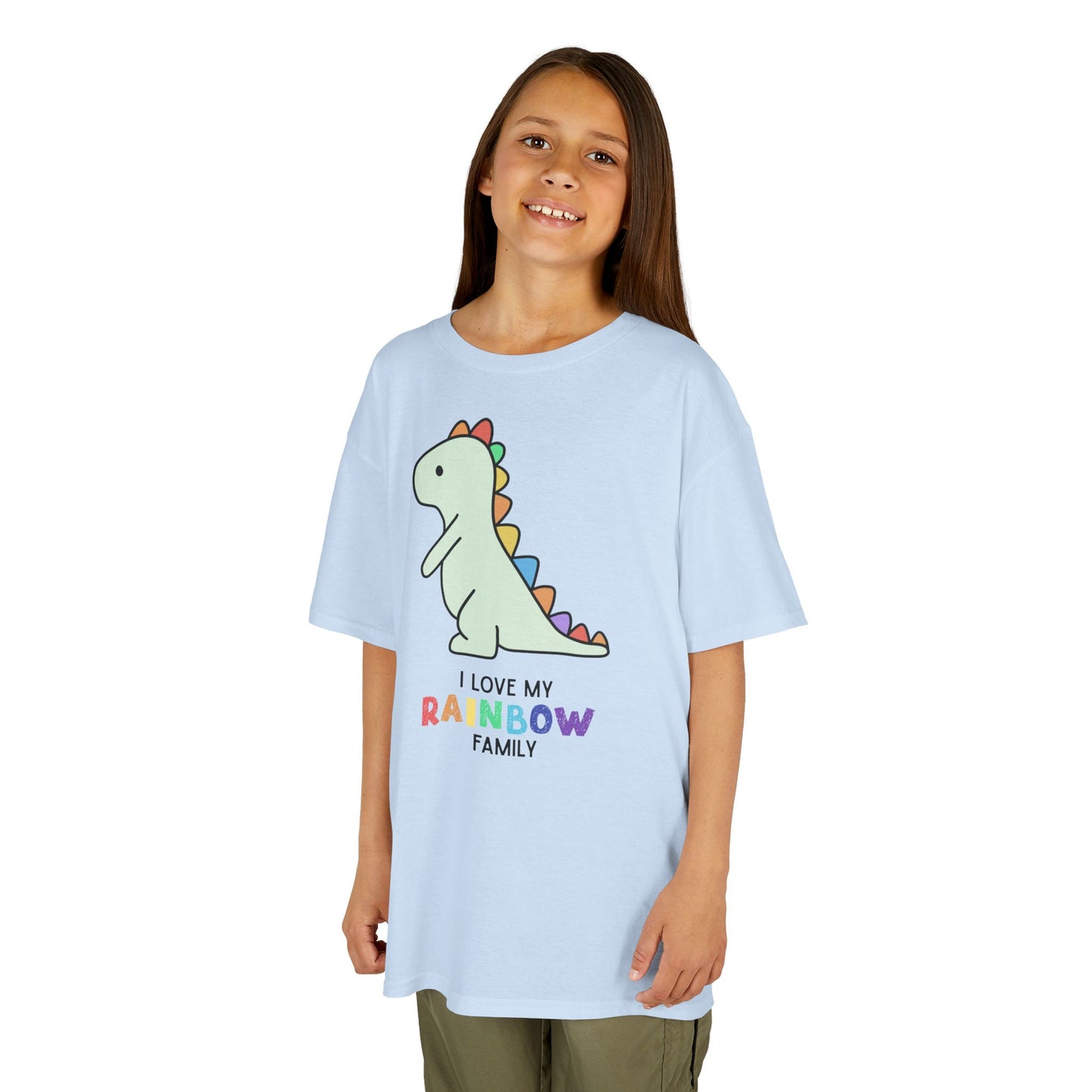 Kids Dinosaur Rainbow Family Tee, Cute Kids T-Shirt, Rainbow Families Children Tee, LGBTQ Family Gift, Rainbow Family Apparel, Unisex kids rainbow family Tee