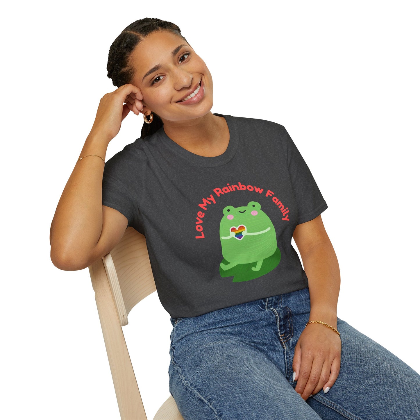 Cute Rainbow Family Frog T-Shirt, Unisex Pride Tee, LGBTQ+ Pride Shirt, Family Love Gift, Fun Casual Wear Pride T-Shirt, Rainbow Families Australia Tee, Queer Apparel