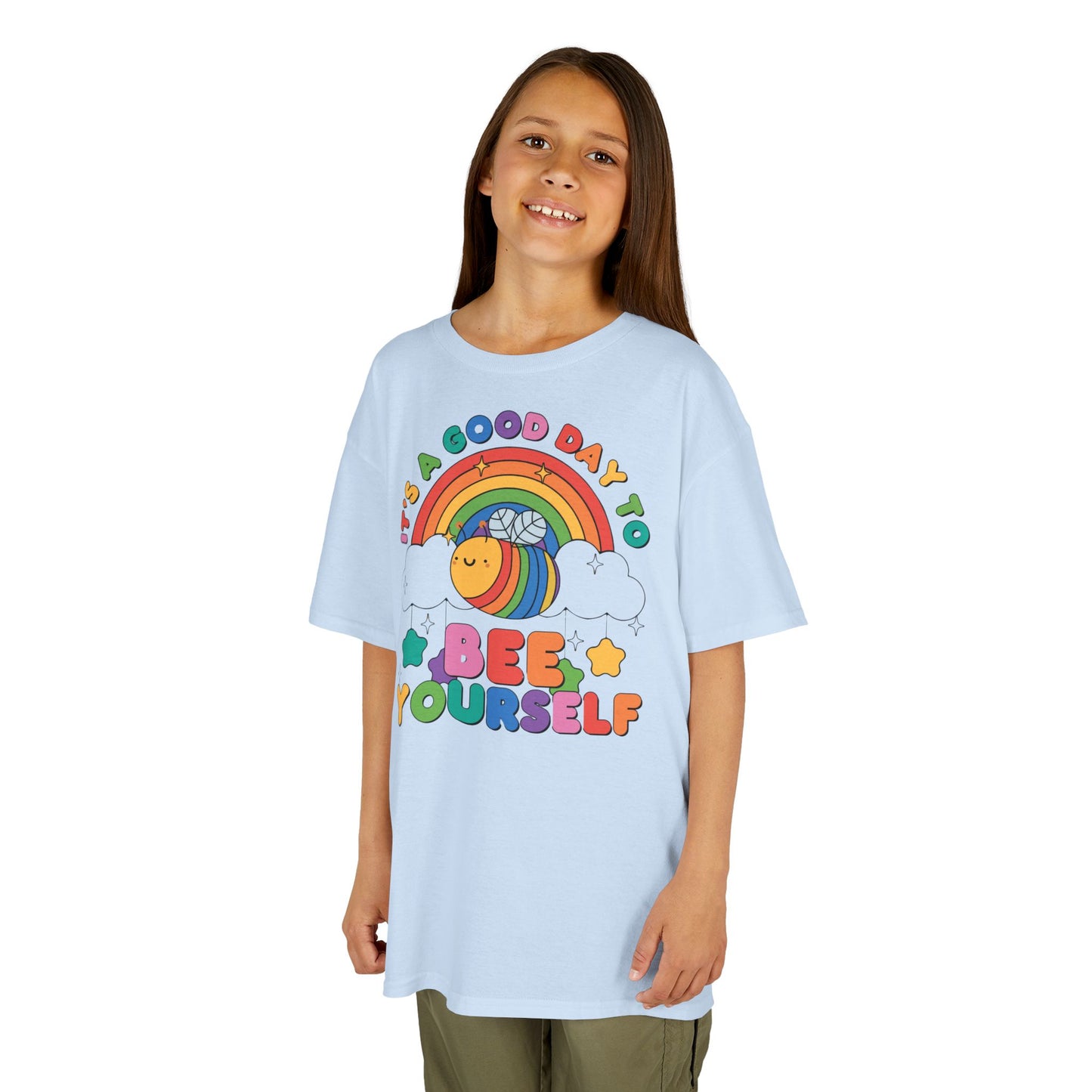 Kids Rainbow Tee, Bee Yourself Tee, Affirnming T-shirt, Be Yourself, Colourful Bee Tee, T-Shirt for Kids, Unisex Gift for Kids Tee, Rainbow Families Australia