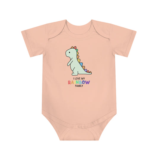 I Love My Rainbow Family Baby Bodysuit, Cute Onsie Baby Apparel, Dinosaur Onesie, Newborn Gift, Rainbow Baby Shower Present, Rainbow Families Onsie for Babies