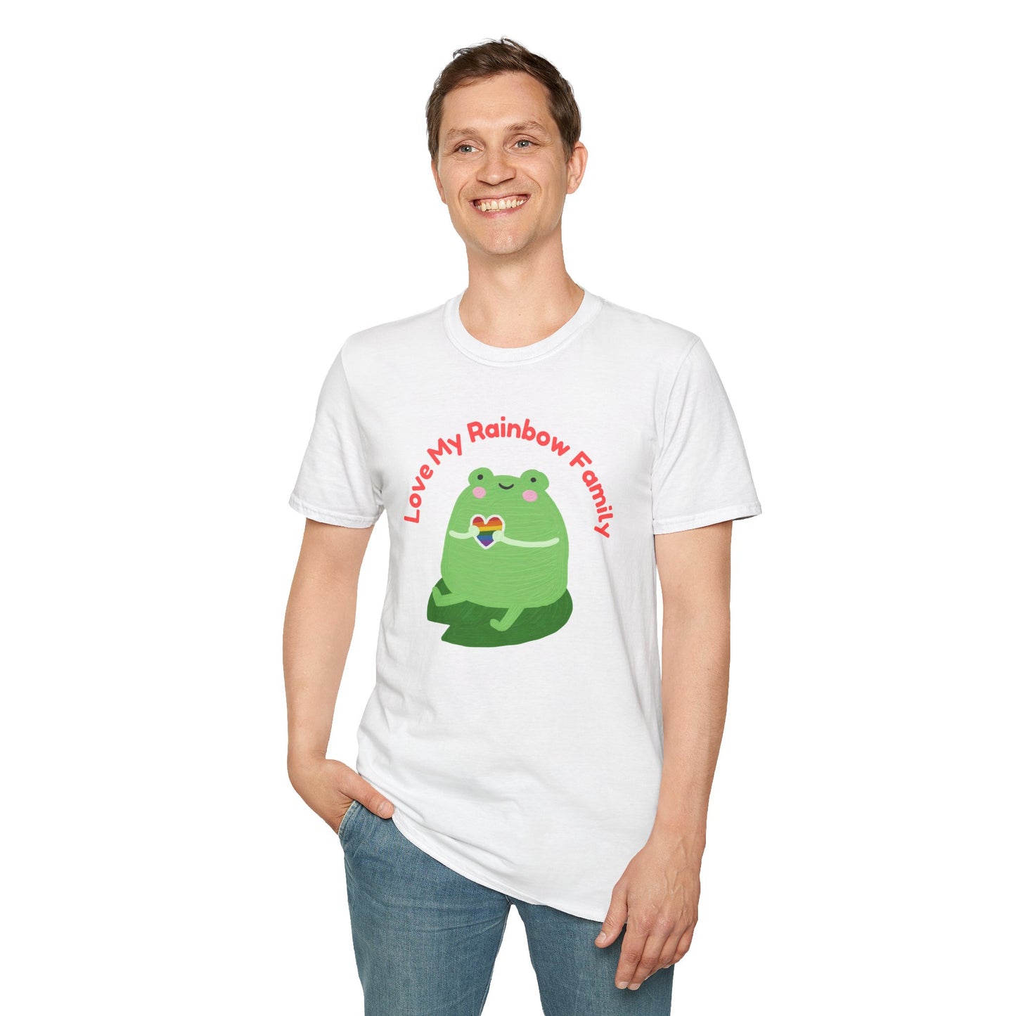 Cute Rainbow Family Frog T-Shirt, Unisex Pride Tee, LGBTQ+ Pride Shirt, Family Love Gift, Fun Casual Wear Pride T-Shirt, Rainbow Families Australia Tee, Queer Apparel