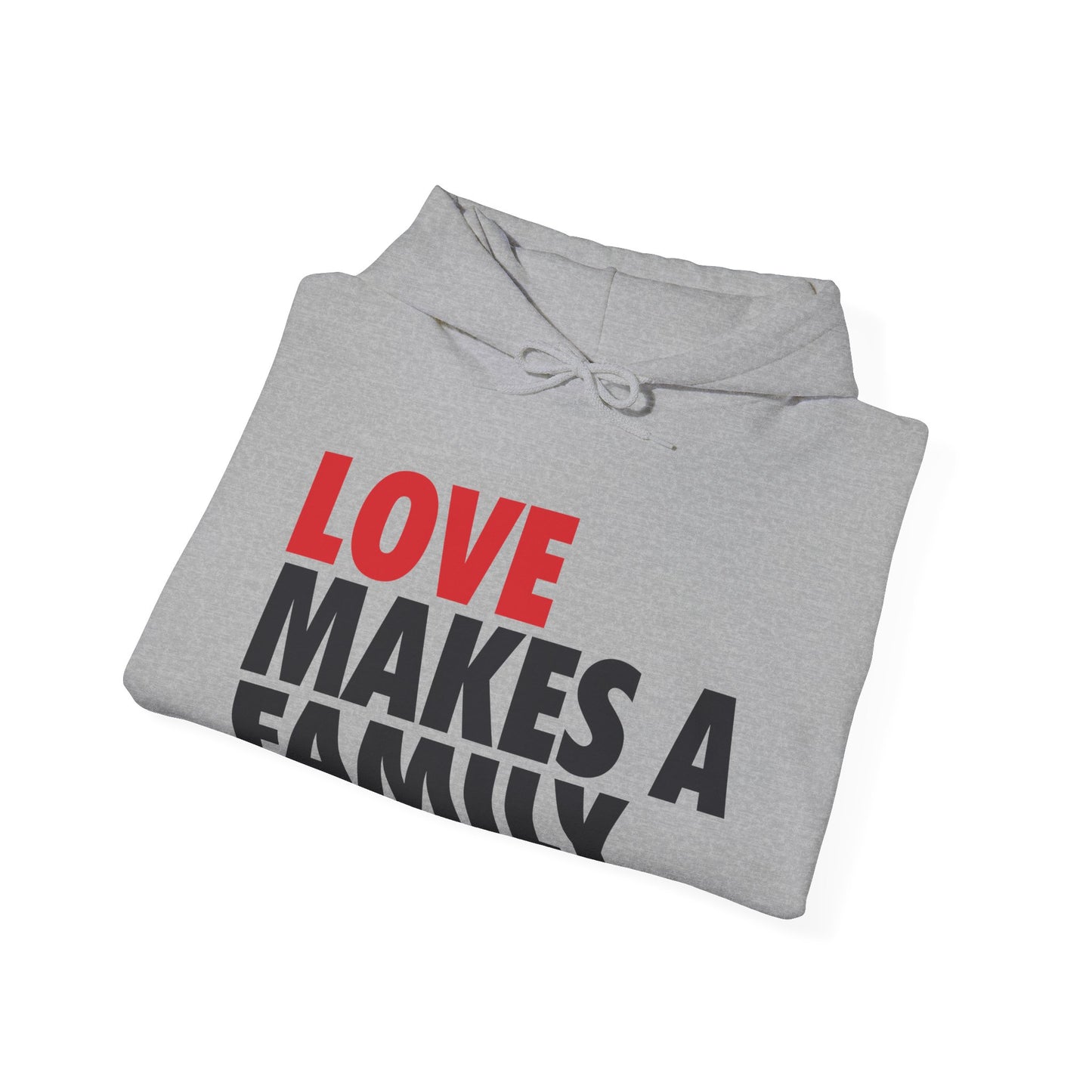 Love Makes a Family Hoodie Adult Unisex, Rainbow Families Hoodie, Unisex Rainbow Family Merch, LGBTQ+ Pride Apparel, Rainbow Families Australia hoodie, red and black logo