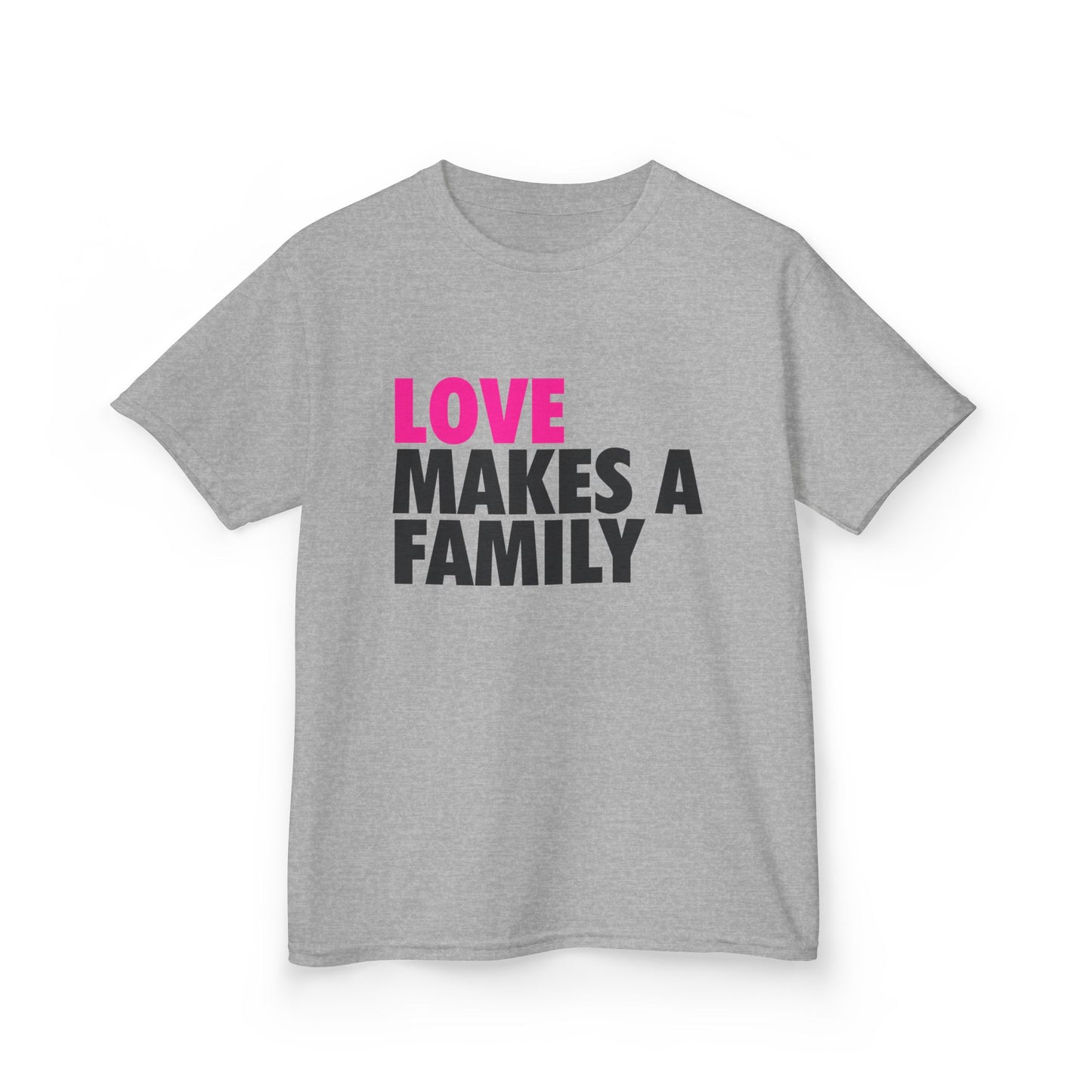 Kids Unisex Love Makes a Family Tee, Youth Cotton T-Shirt, Family Pride Shirt, LGBTQ Merch, Gift for Rainbow Kids, Cute Rainbow Families T-Shirt.