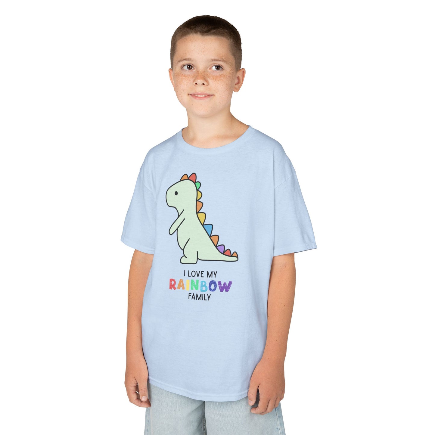 Kids Dinosaur Rainbow Family Tee, Cute Kids T-Shirt, Rainbow Families Children Tee, LGBTQ Family Gift, Rainbow Family Apparel, Unisex kids rainbow family Tee