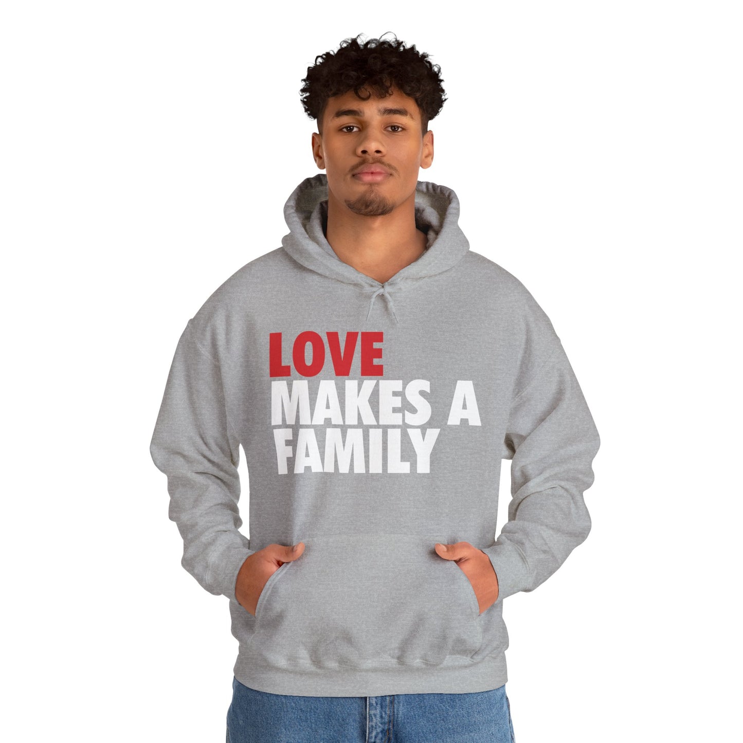 Love Makes a Family Hoodie, Cozy Sweatshirt for Families, Unisex Gift for Parents, Warm Apparel for Celebrations, Family Reunion Outfit