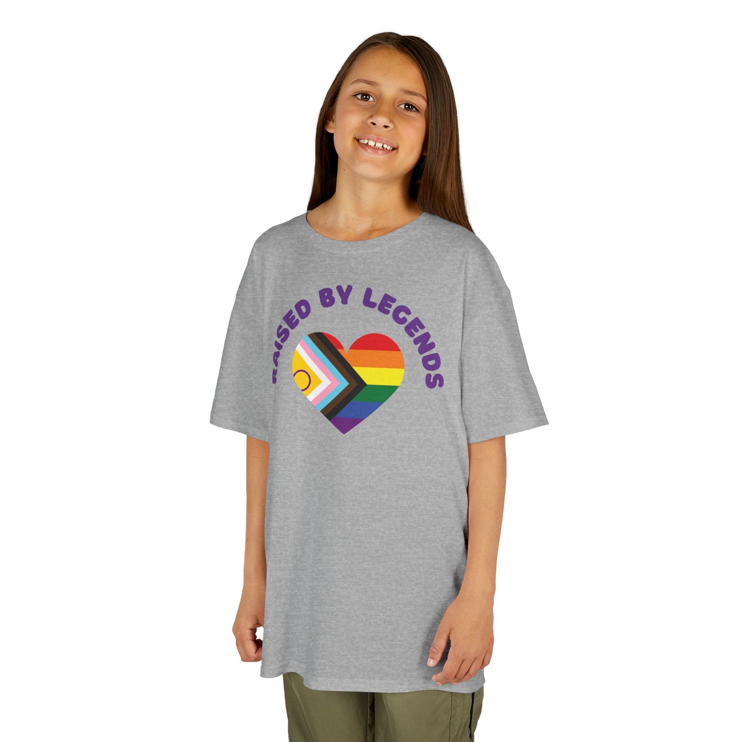 Rainbow Heart Raised By Legends Kids Tee - LGBTQ+ Pride, Family Pride, Rainbow Families Australia T-Shirt for Kids