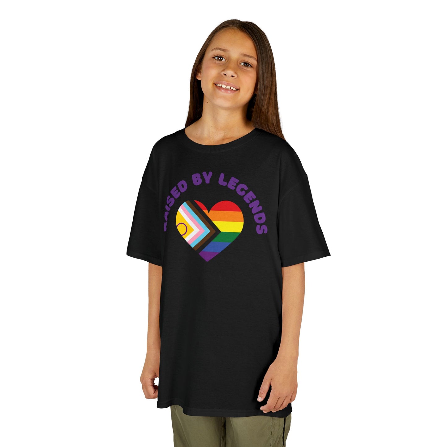 Rainbow Heart Raised By Legends Kids Tee - LGBTQ+ Pride, Family Pride, Rainbow Families Australia T-Shirt for Kids