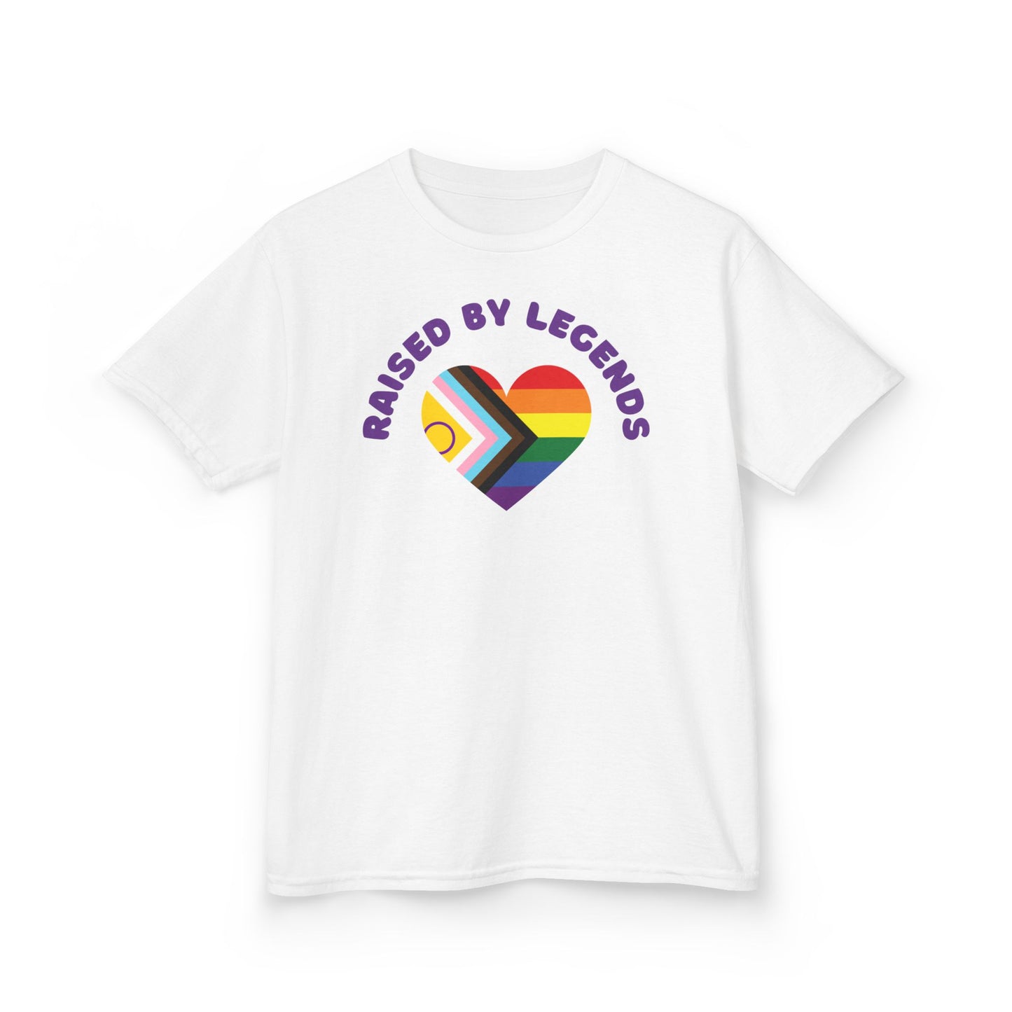Rainbow Heart Raised By Legends Kids Tee - LGBTQ+ Pride, Family Pride, Rainbow Families Australia T-Shirt for Kids