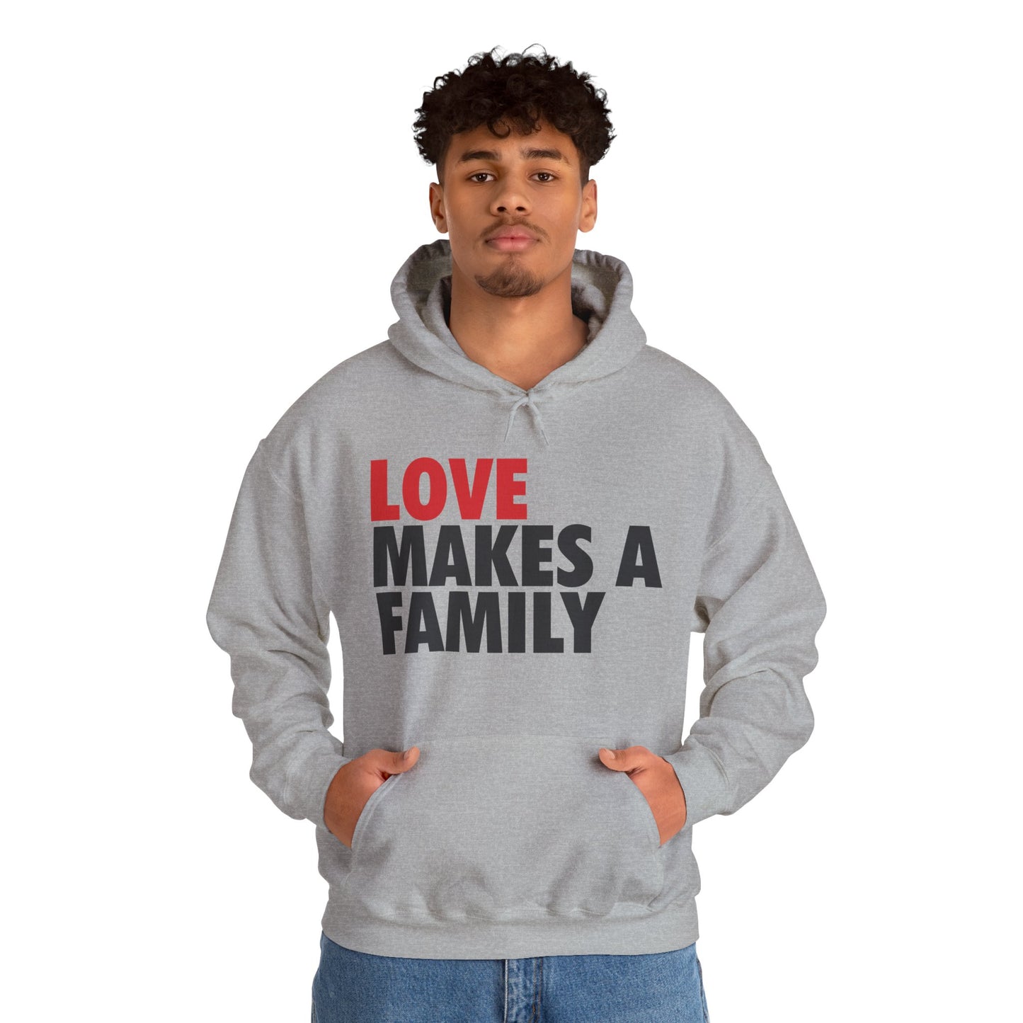 Love Makes a Family Hoodie Adult Unisex, Rainbow Families Hoodie, Unisex Rainbow Family Merch, LGBTQ+ Pride Apparel, Rainbow Families Australia hoodie, red and black logo