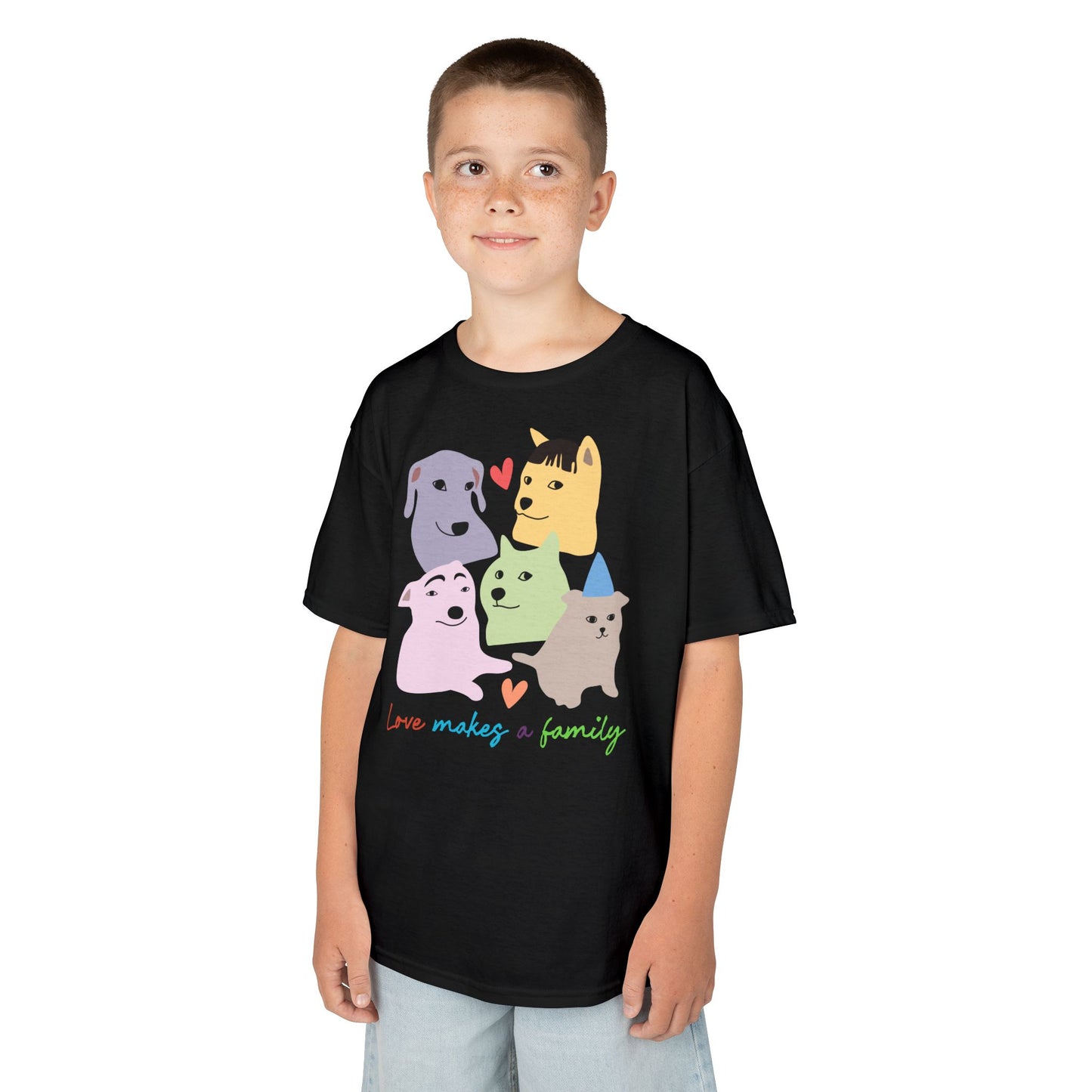 Kids Love Makes A Family T-Shirt, Dog Family Pride Tee - Cute Dog Lovers Gift, Rainbow Families Australia Tee
