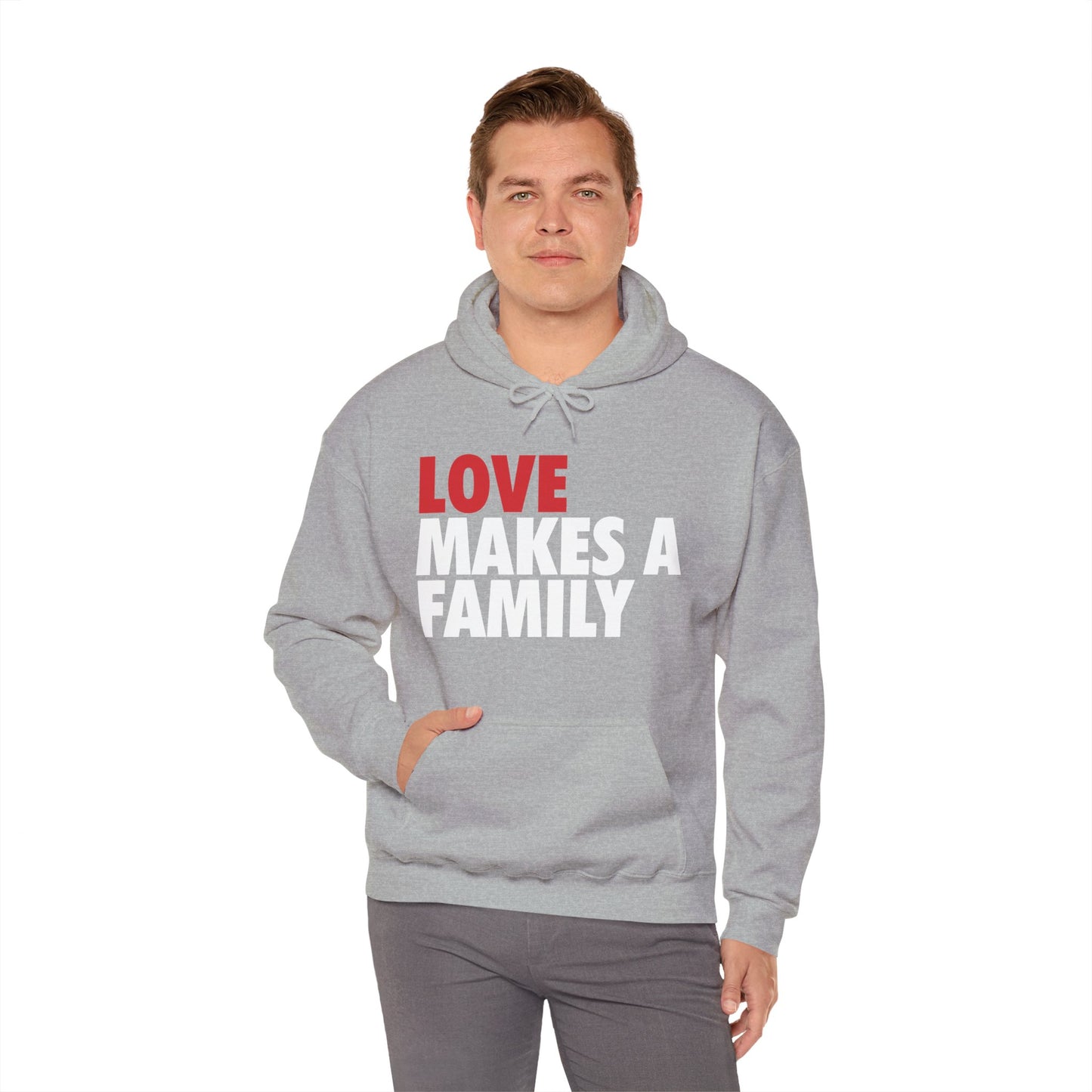 Love Makes a Family Hoodie, Cozy Sweatshirt for Families, Unisex Gift for Parents, Warm Apparel for Celebrations, Family Reunion Outfit
