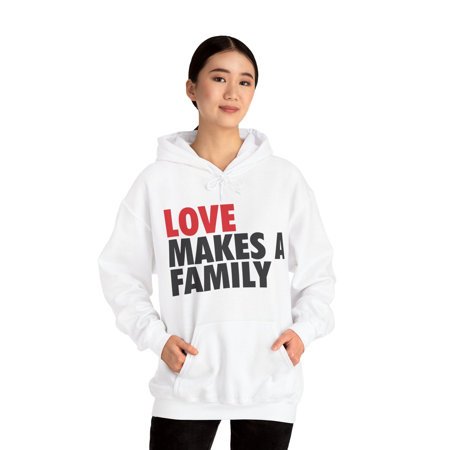 Love Makes a Family Hoodie Adult Unisex, Rainbow Families Hoodie, Unisex Rainbow Family Merch, LGBTQ+ Pride Apparel, Rainbow Families Australia hoodie, red and black logo