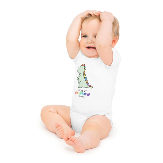 I Love My Rainbow Family Baby Bodysuit, Cute Onsie Baby Apparel, Dinosaur Onesie, Newborn Gift, Rainbow Baby Shower Present, Rainbow Families Onsie for Babies