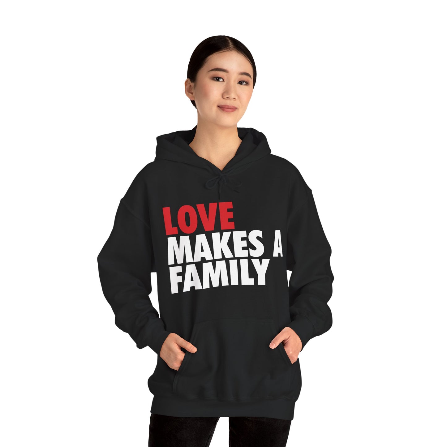 Love Makes a Family Hoodie, Cozy Sweatshirt for Families, Unisex Gift for Parents, Warm Apparel for Celebrations, Family Reunion Outfit